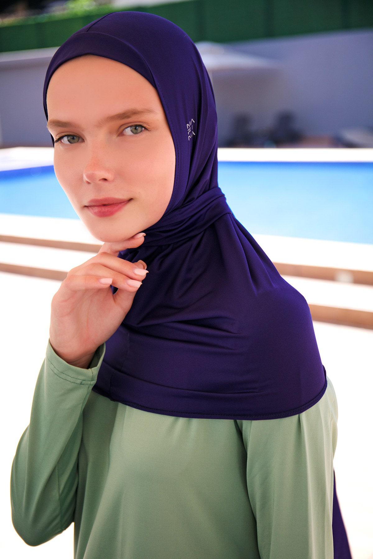 Marina Lacivert Bağlamalı Eşarp Bone B2397 görsel 3