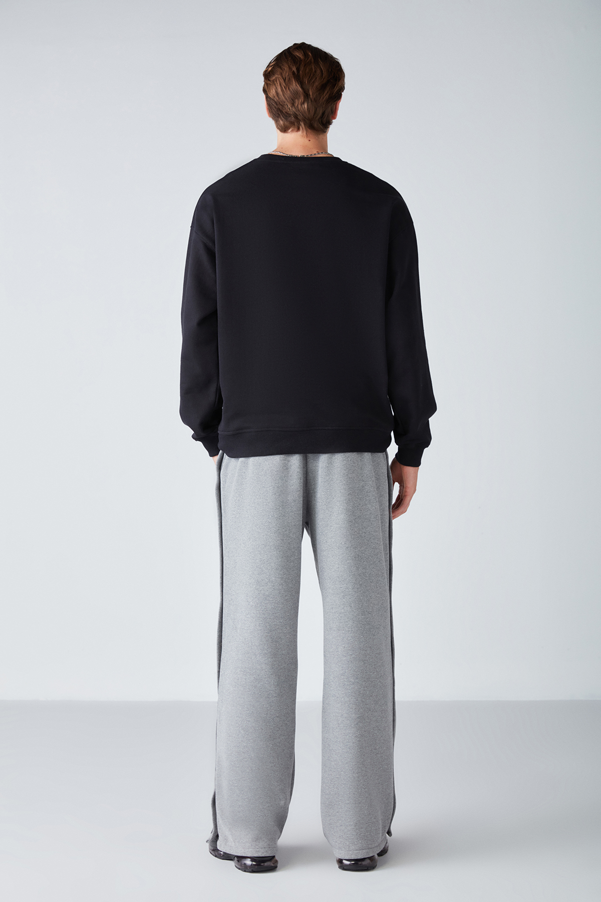 GRIMELANGE Stephan Erkek Yumuşacık Kumaşlı organik Pamuklu Oversize Fit Yuvarlak Yakalı SİYAH Sweatshirt görsel 5
