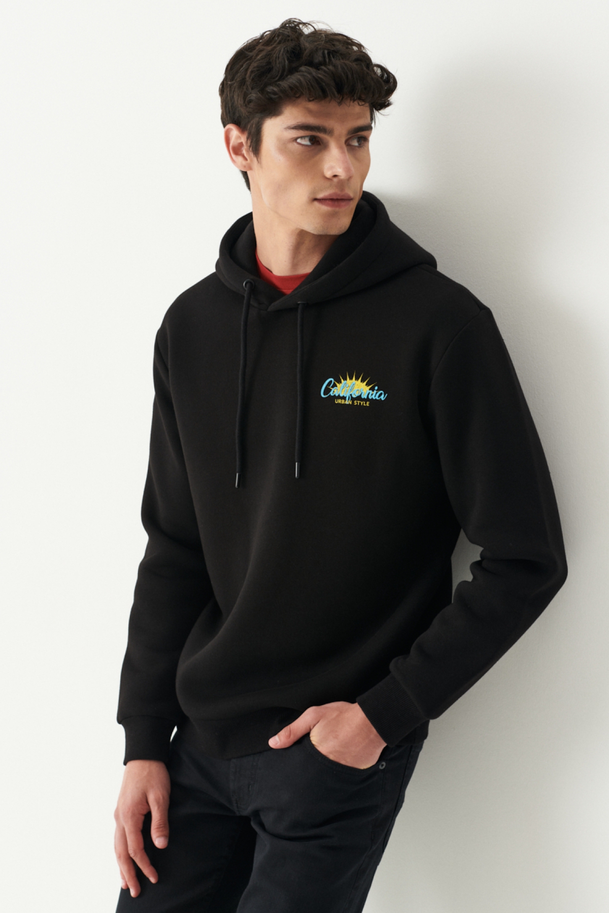 Riders by Lee Regular Fit Kapüşonlu Şardonlu Siyah Sweatshirt görsel 2