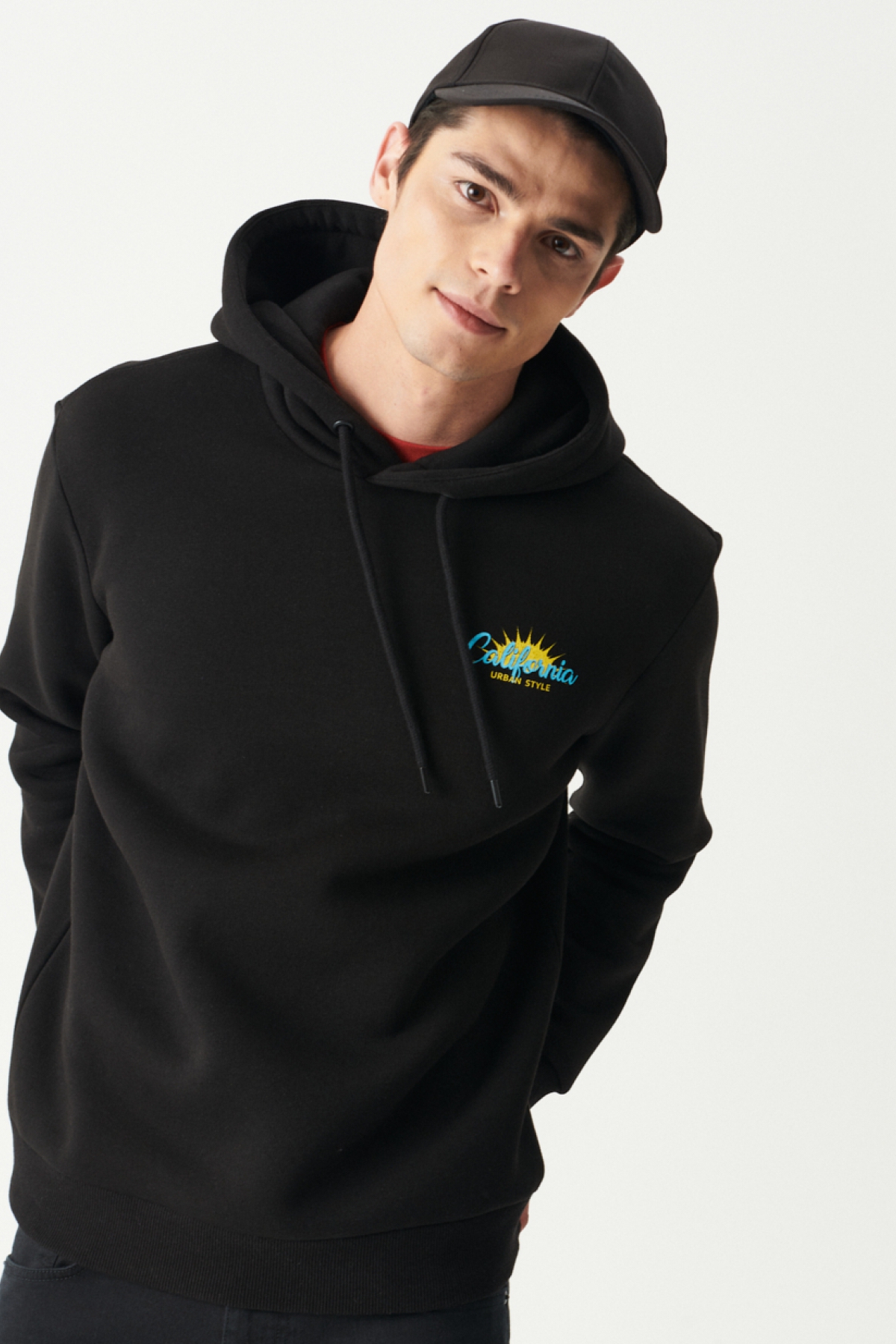 Riders by Lee Regular Fit Kapüşonlu Şardonlu Siyah Sweatshirt görsel 3