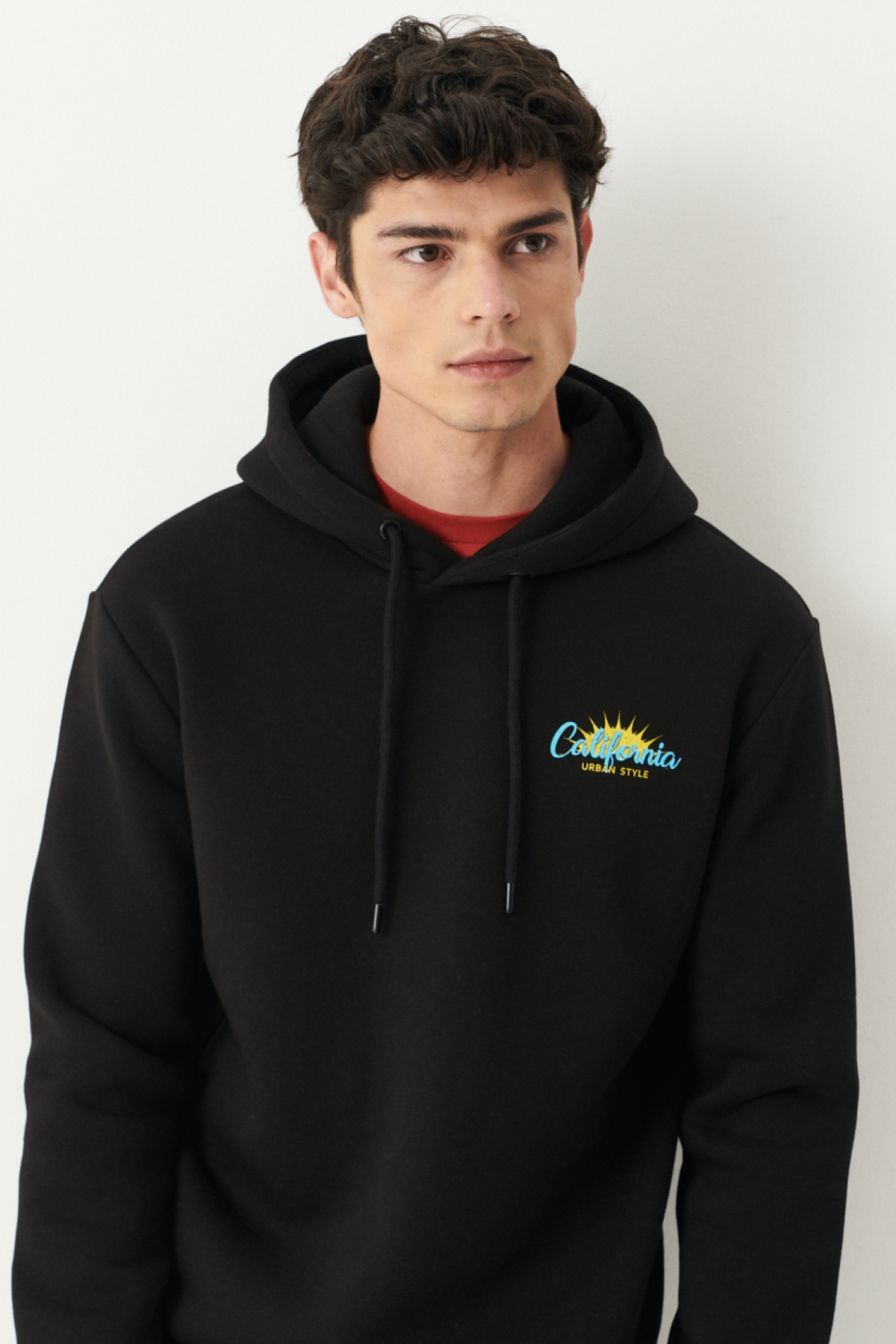 Riders by Lee Regular Fit Kapüşonlu Şardonlu Siyah Sweatshirt görsel 5