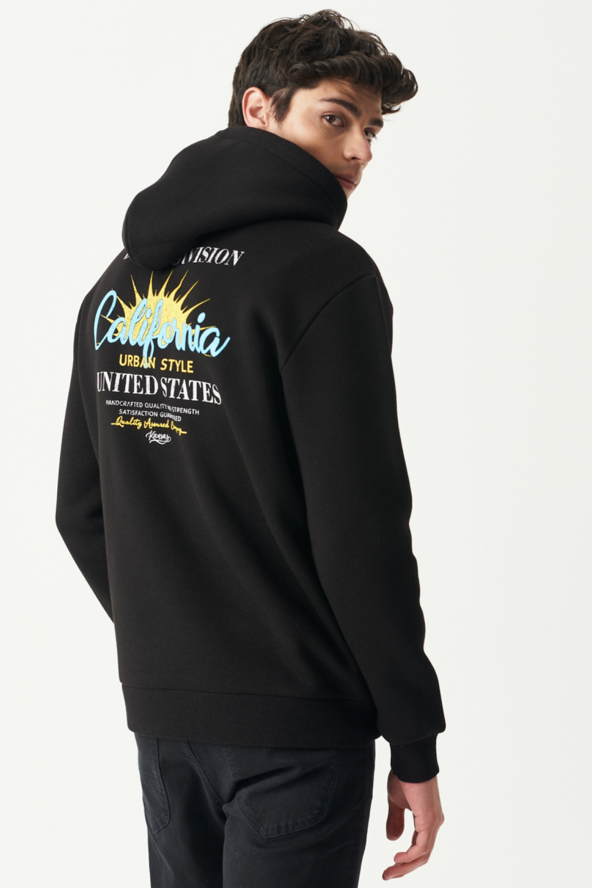 Riders by Lee Regular Fit Kapüşonlu Şardonlu Siyah Sweatshirt görsel 7