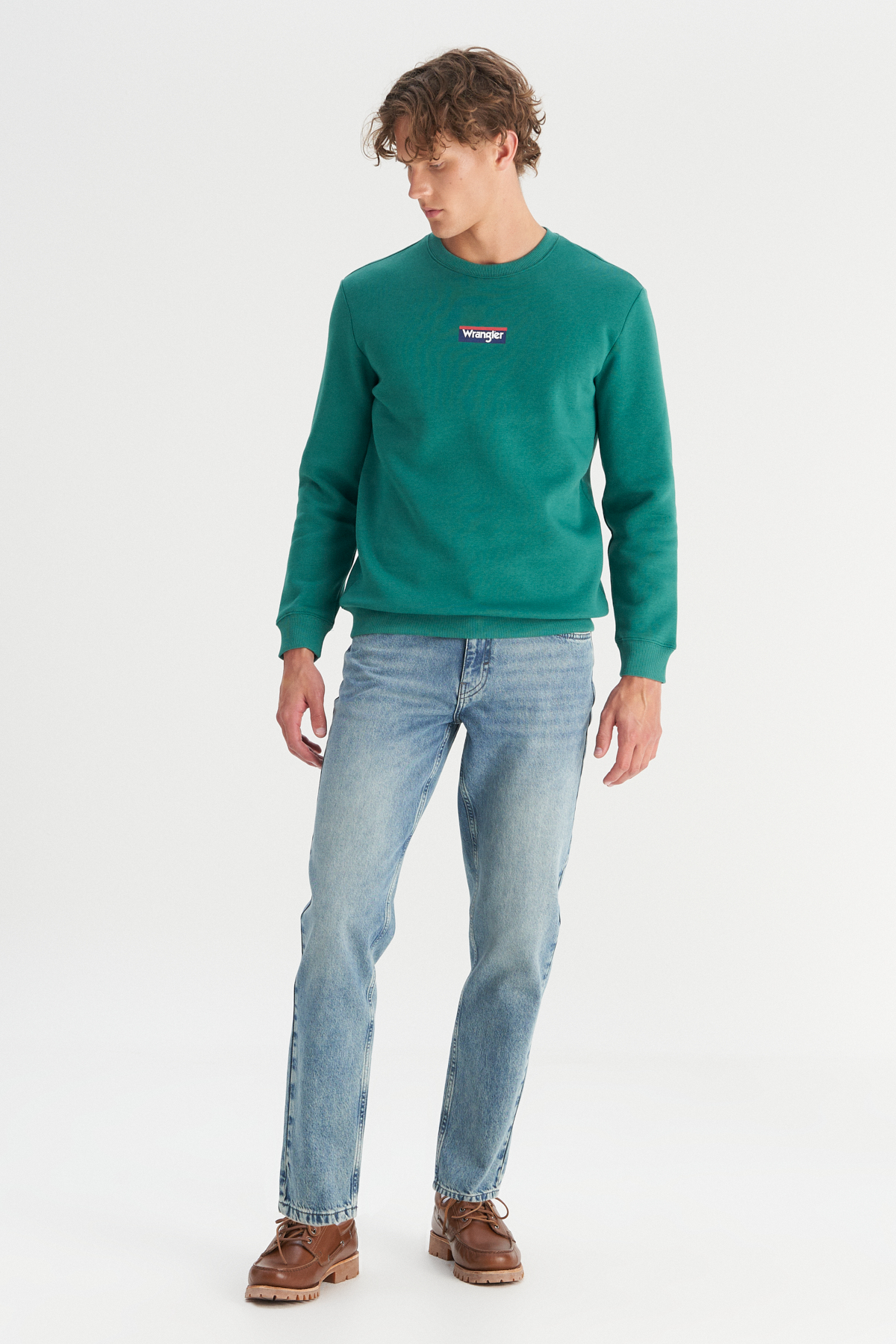 Wrangler Regular Fit Bisiklet Yaka İçi Polarlı Yeşil Sweatshirt görsel 2