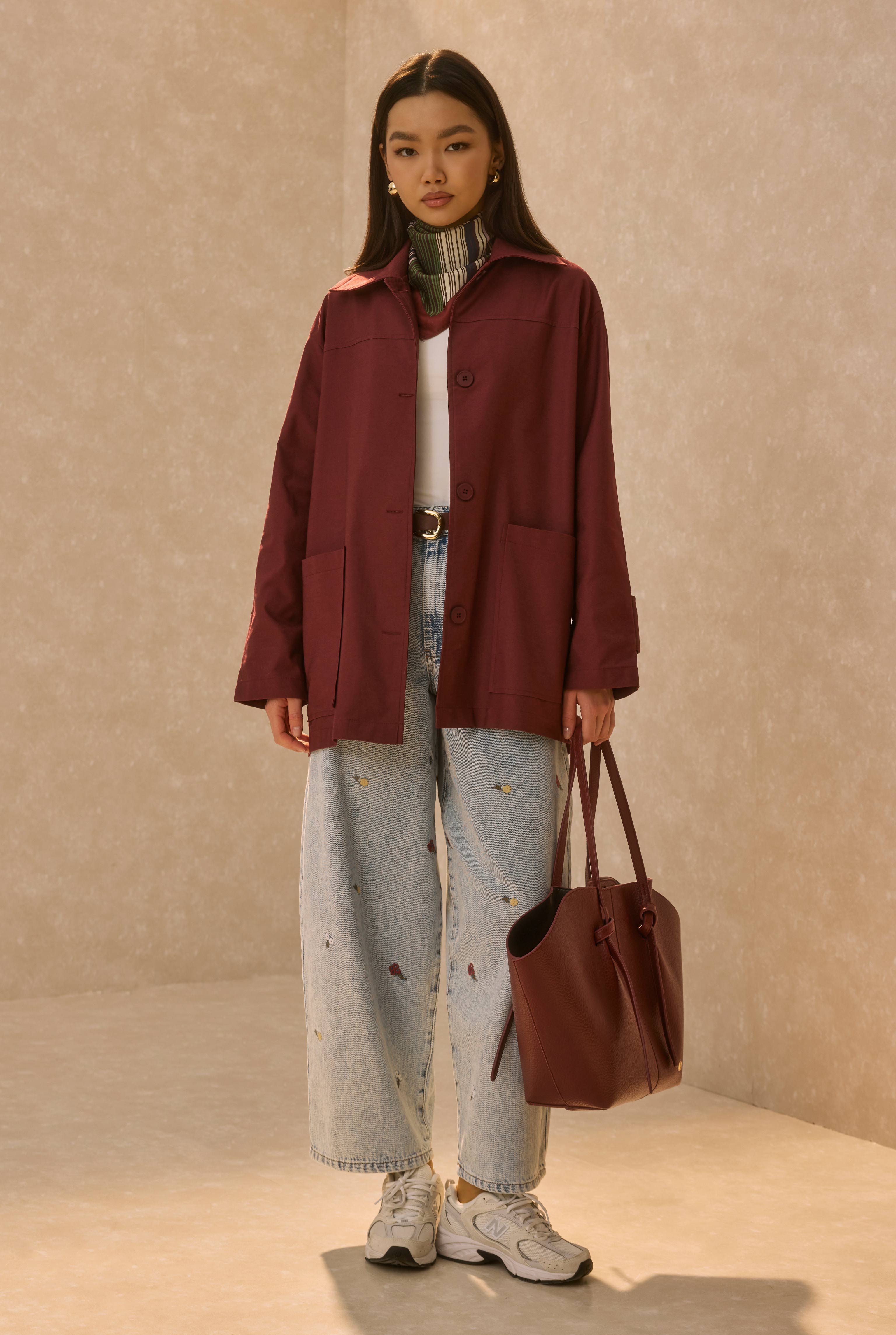 HE-QA Basic Gabardin Ceket Bordo