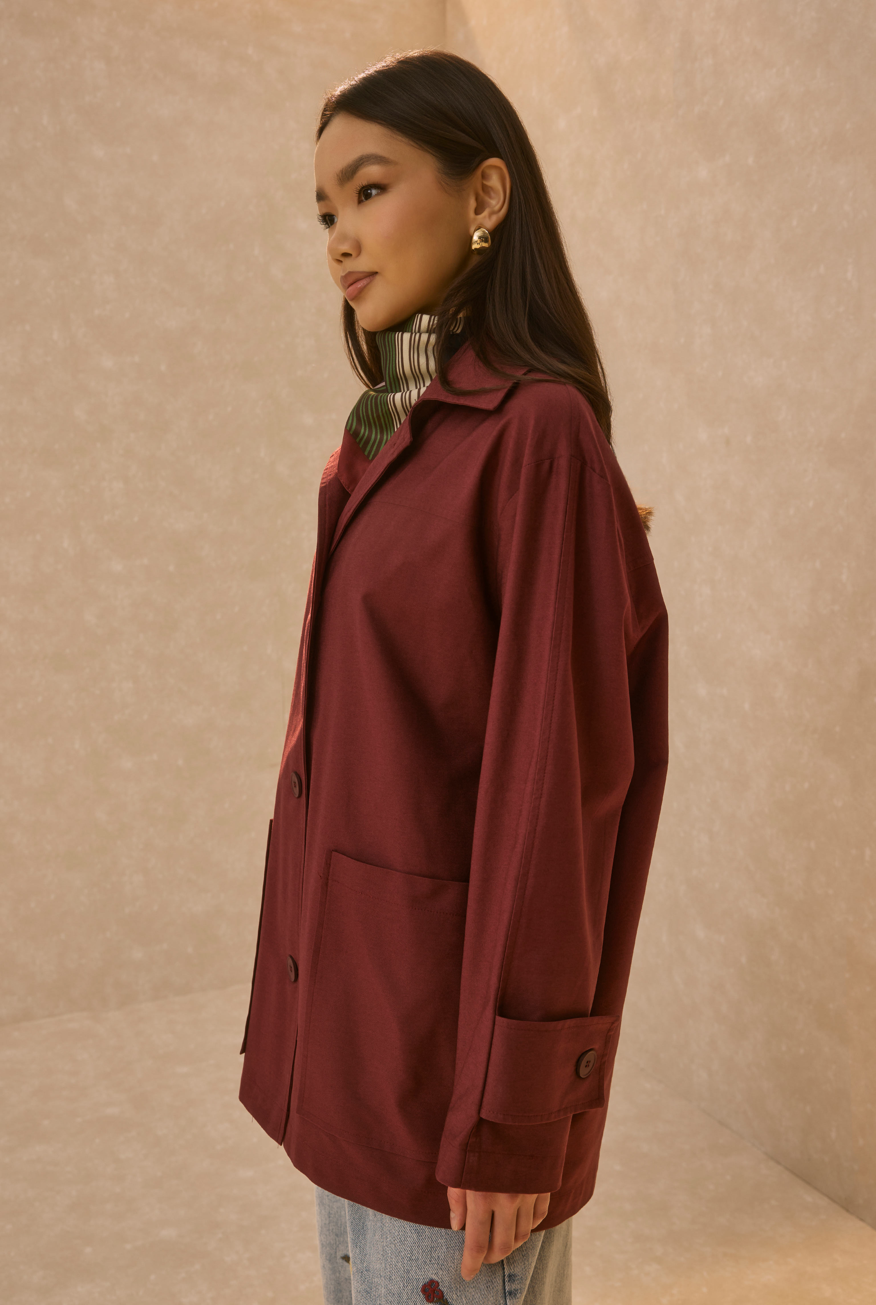 HE-QA Basic Gabardin Ceket Bordo görsel 4