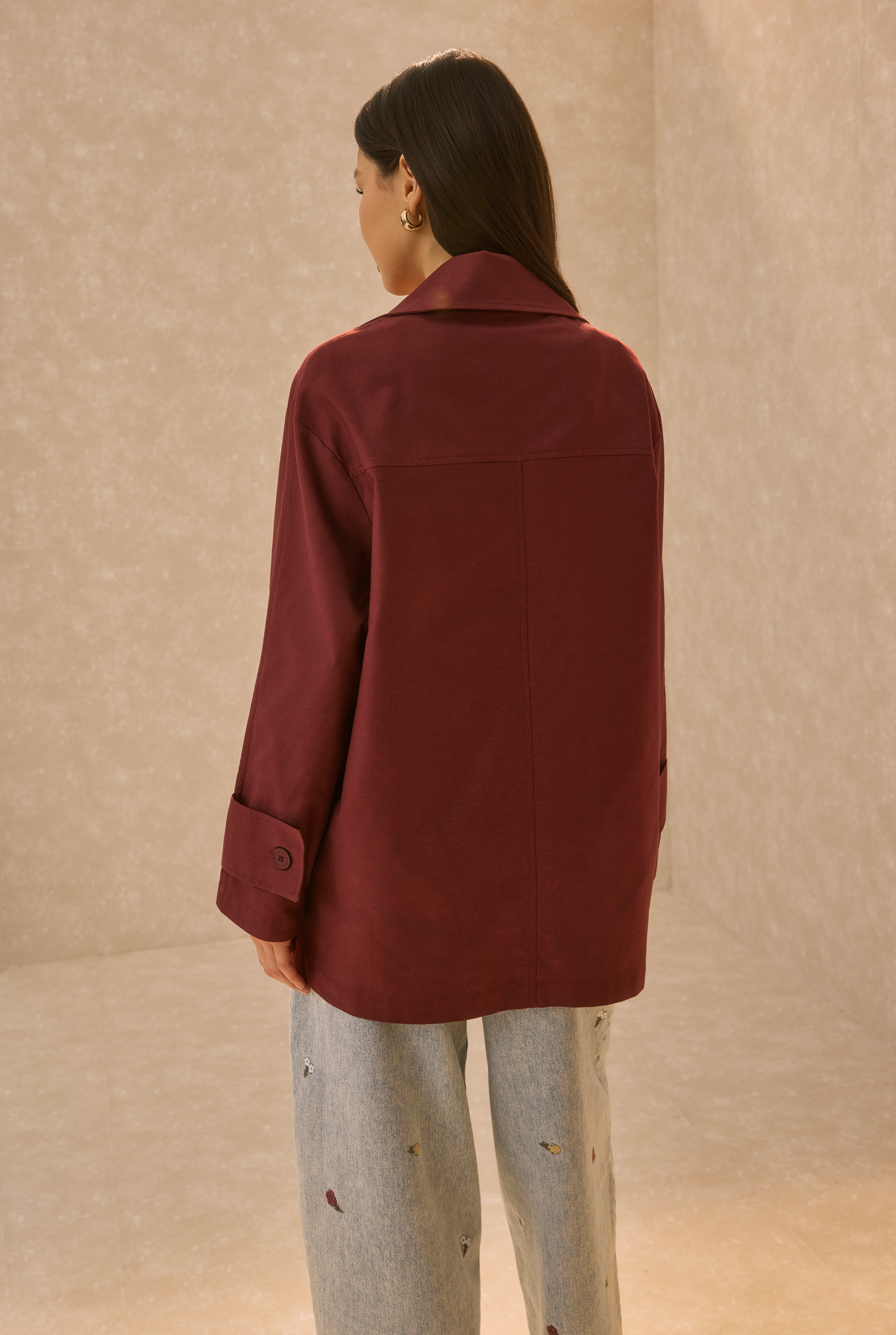HE-QA Basic Gabardin Ceket Bordo görsel 5