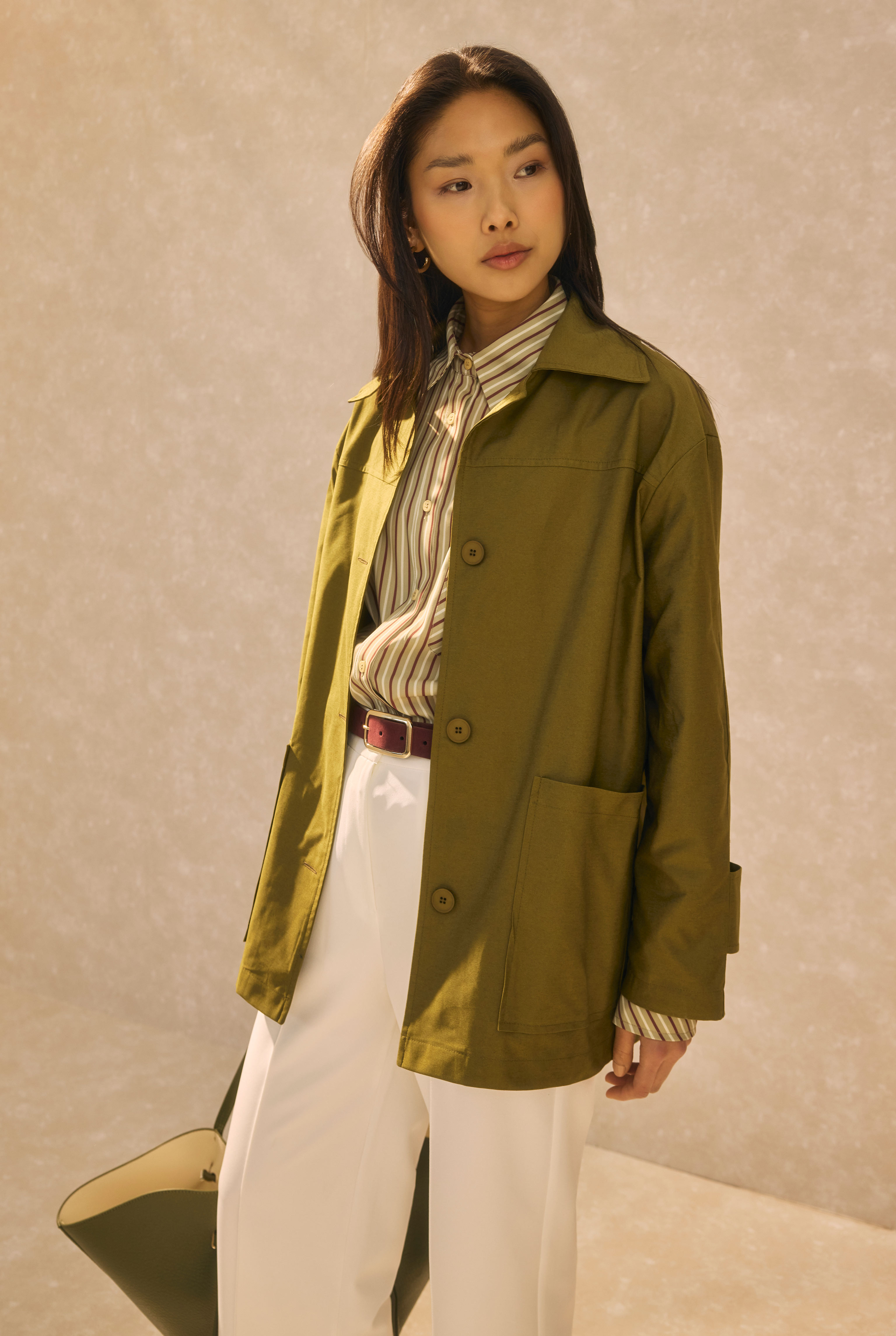 HE-QA Basic Gabardin Ceket Yağ Yeşili