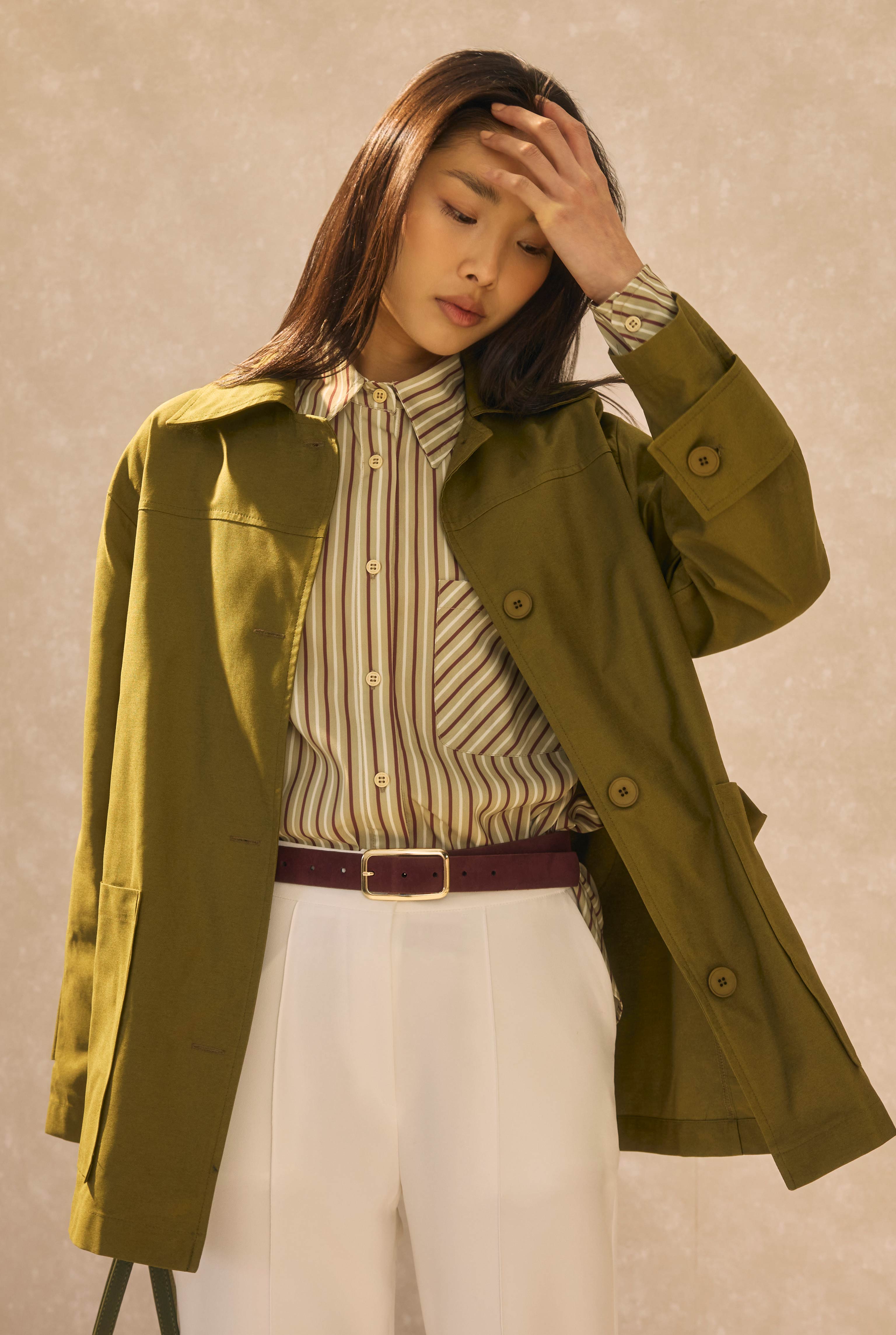 HE-QA Basic Gabardin Ceket Yağ Yeşili görsel 2