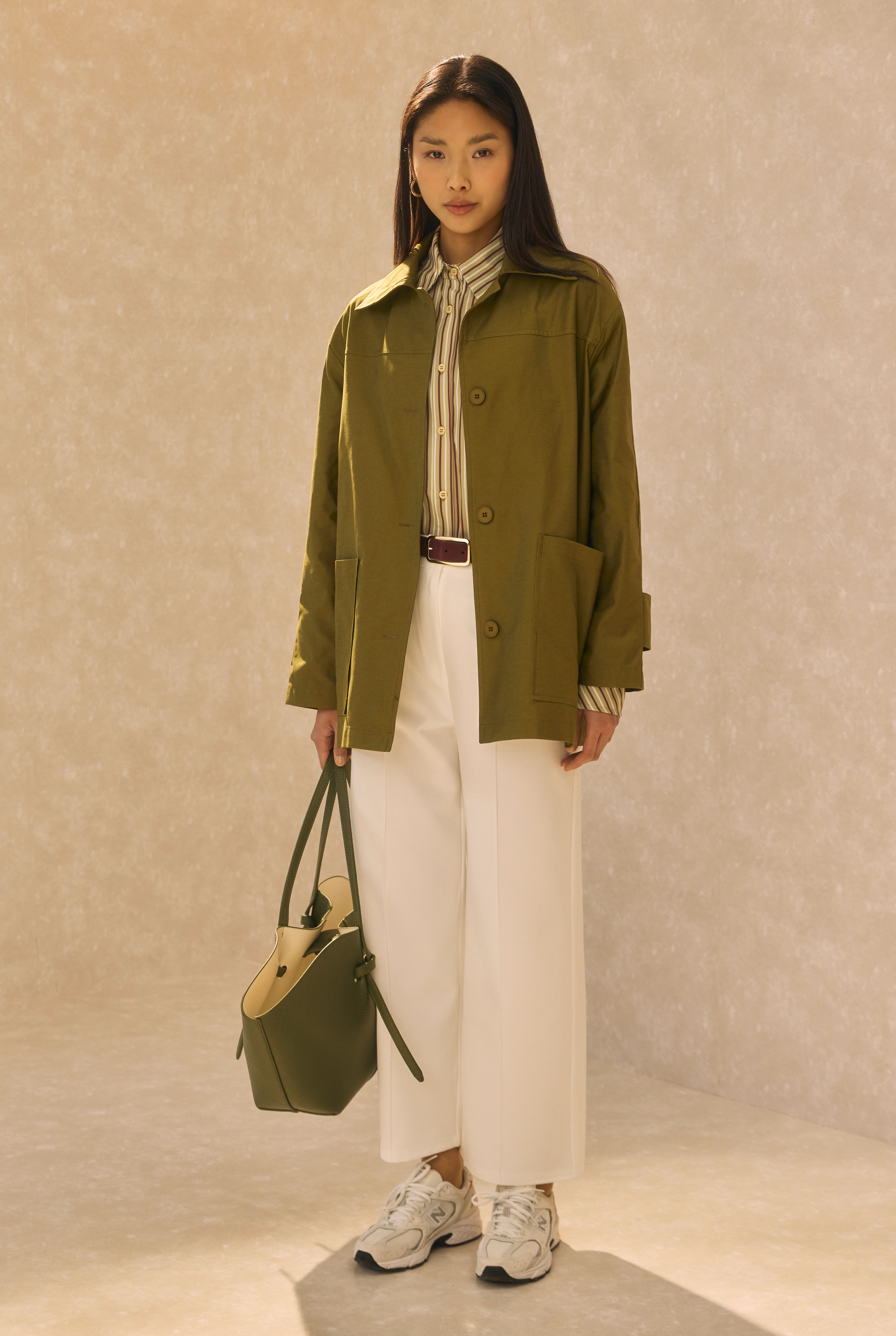 HE-QA Basic Gabardin Ceket Yağ Yeşili görsel 3