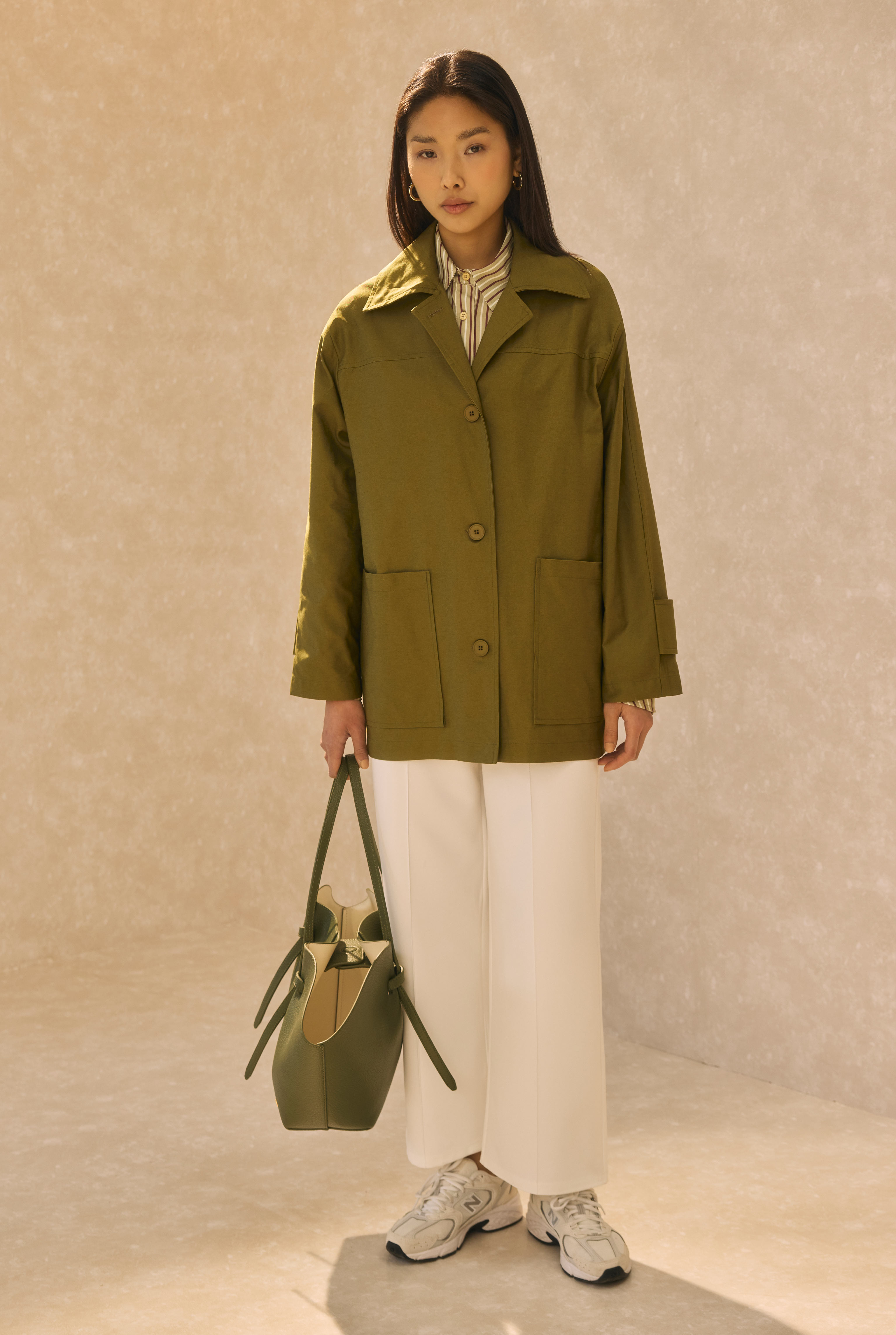 HE-QA Basic Gabardin Ceket Yağ Yeşili görsel 4