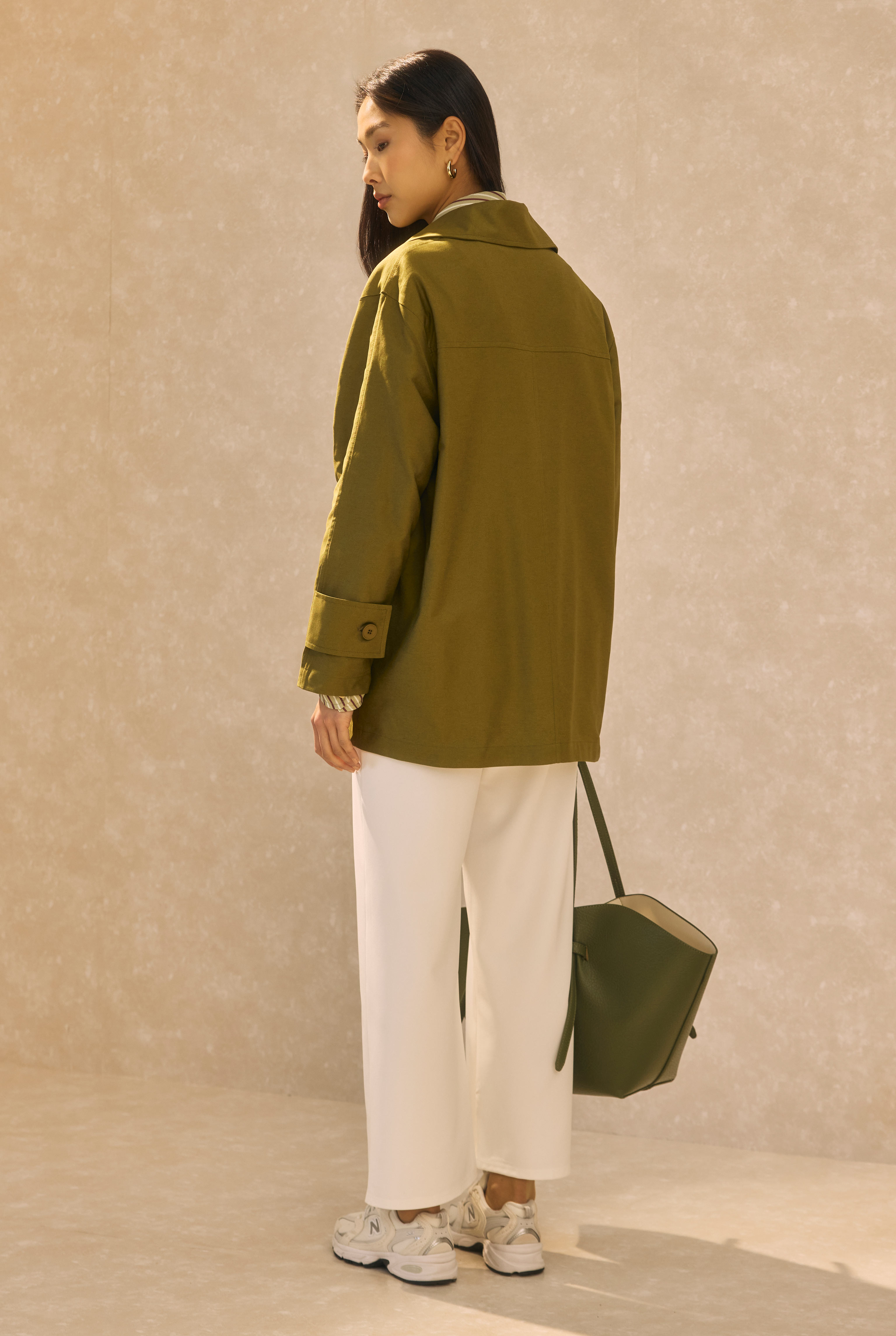 HE-QA Basic Gabardin Ceket Yağ Yeşili görsel 5