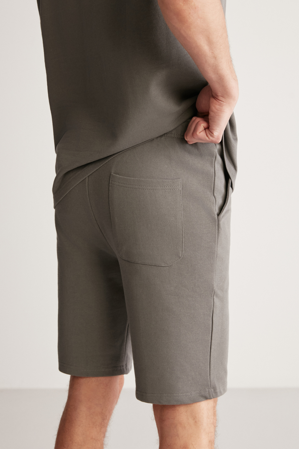 GRIMELANGE Erkek 2'Li Set Comfort Fit Rahat Kalıp Yazı Nakışlı Şardonsuz GRİ Eşofman Takımı görsel 5