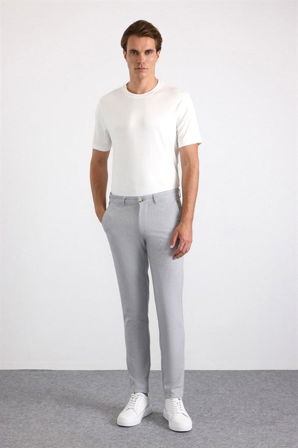 Süvari Gri Slim Casual Pantolon