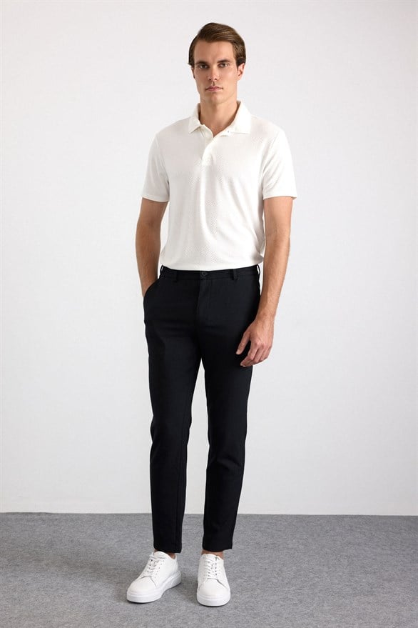 Süvari Siyah Slim Düz Pantolon
