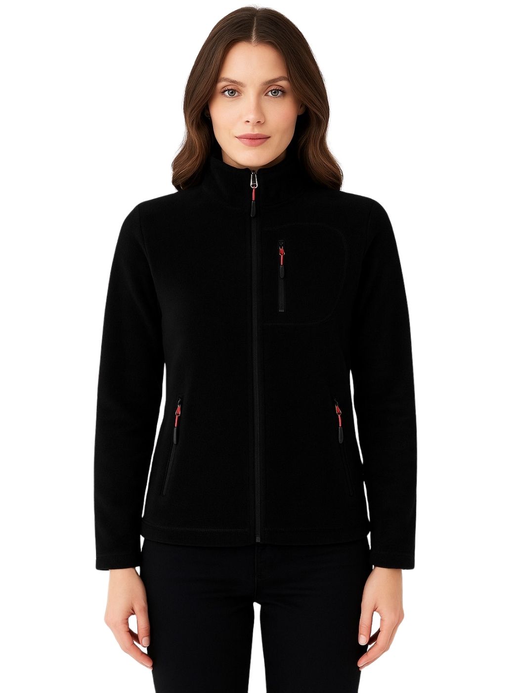 Genius Store Kadın Polar Tam Fermuarlı Outdoor 3 Cepli Spor Polar Ceket
