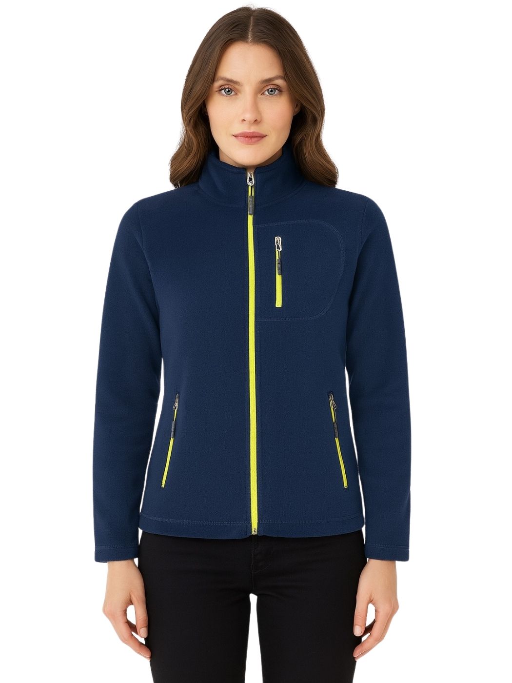 Genius Store Kadın Polar Tam Fermuarlı Outdoor 3 Cepli Spor Polar Ceket