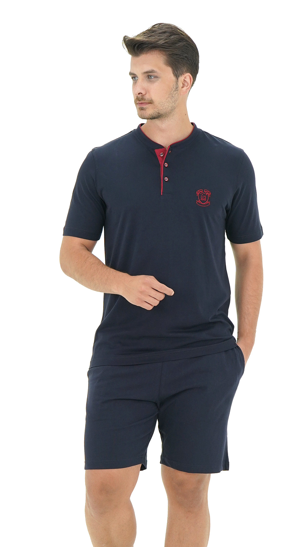 D'S damat Regular Fit Pamuk Şort Takım