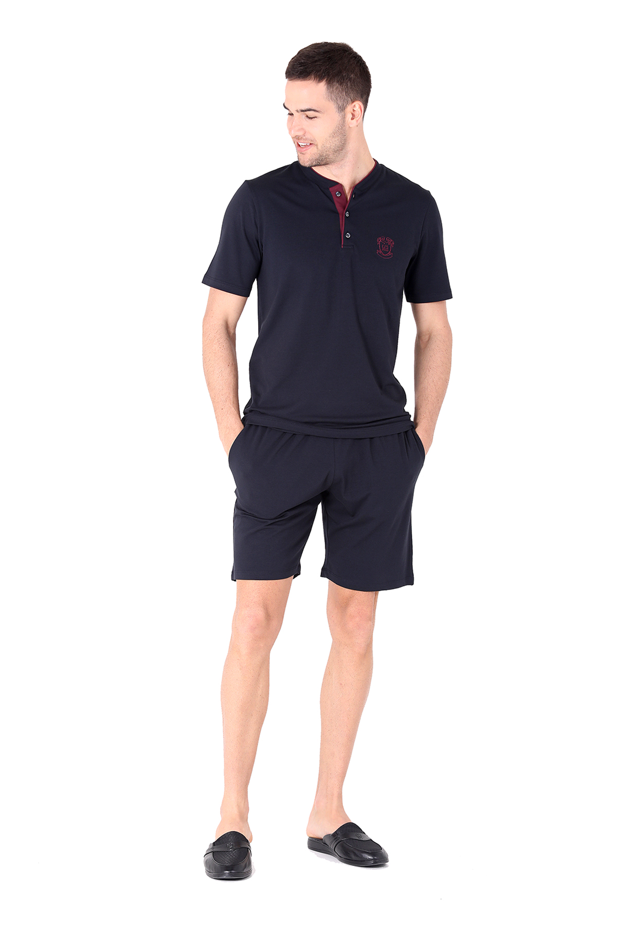 D'S damat Şort Pijama Takımı LACİVERT
