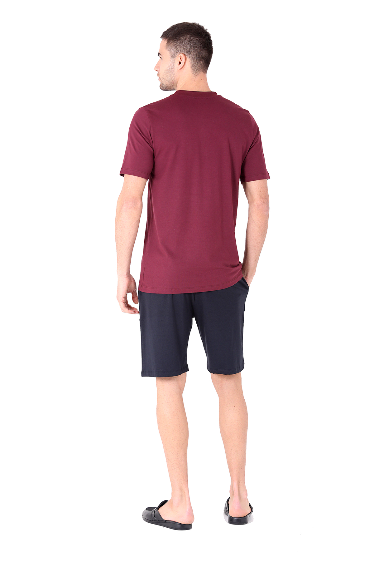 D'S damat Şort Pijama Takımı BORDO görsel 2