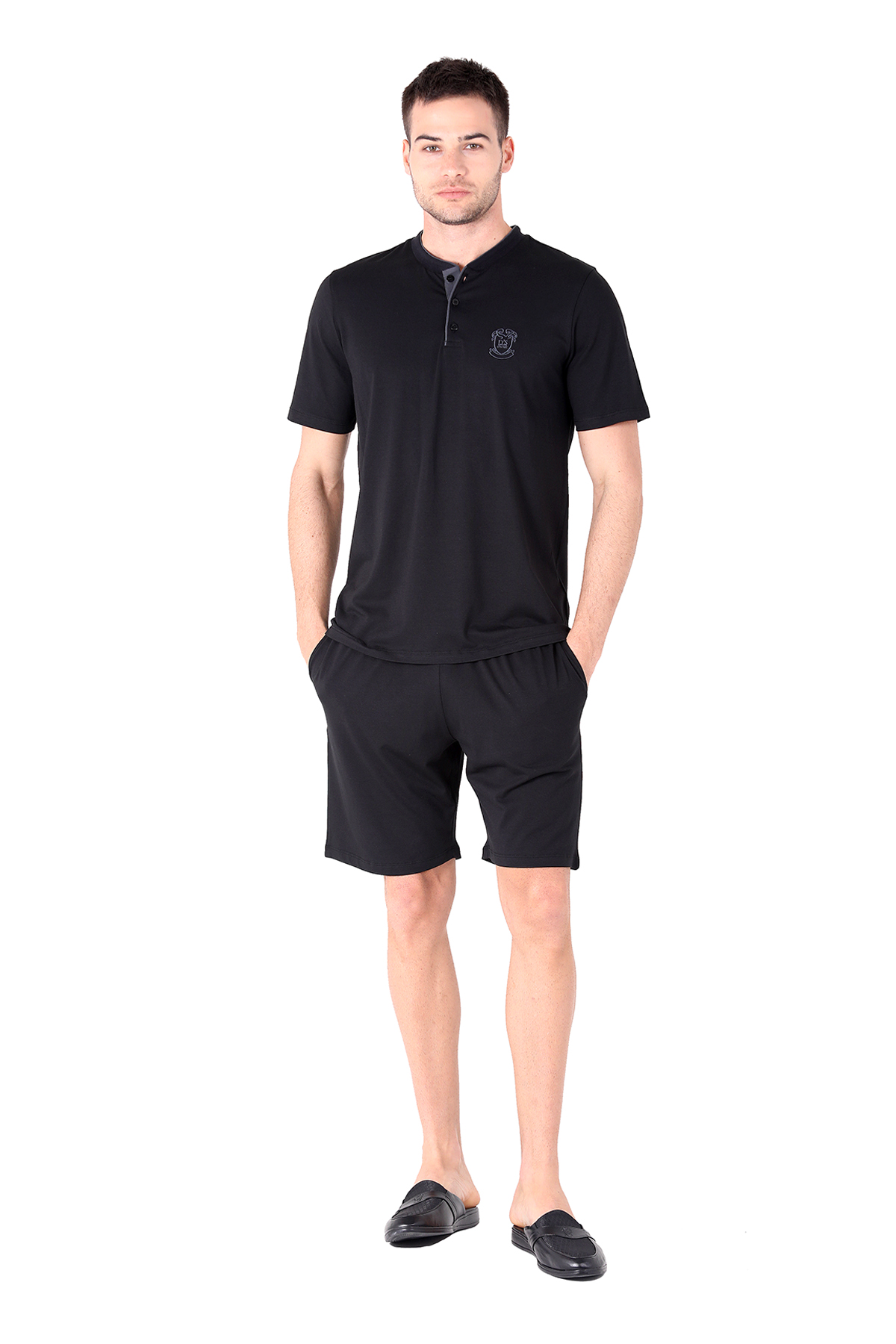 D'S damat Şort Pijama Takımı SİYAH