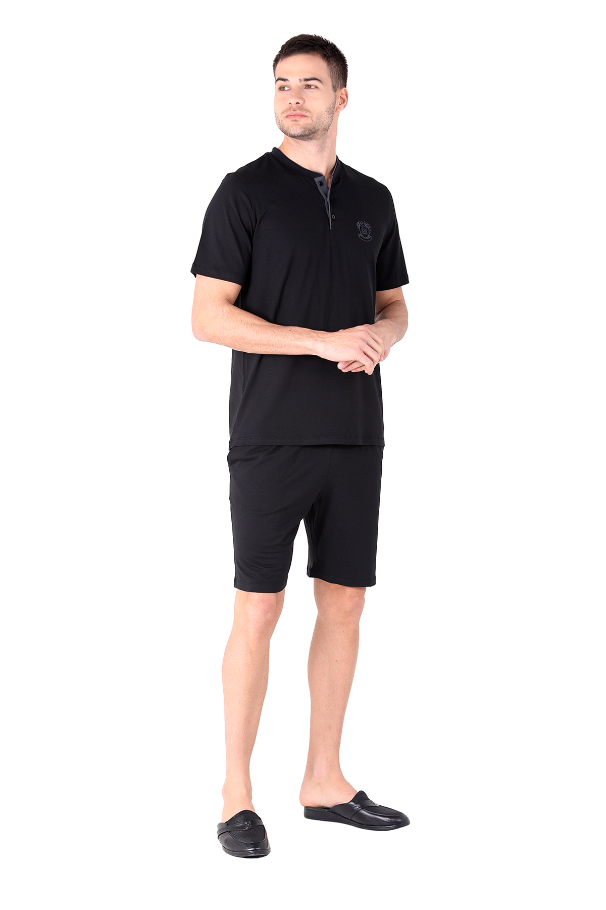 D'S damat Şort Pijama Takımı SİYAH görsel 3