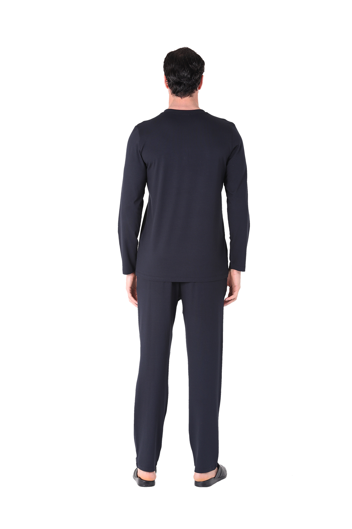 D'S damat Pijama Tk.Yarım Patlı Uzunkol LACİVERT görsel 3