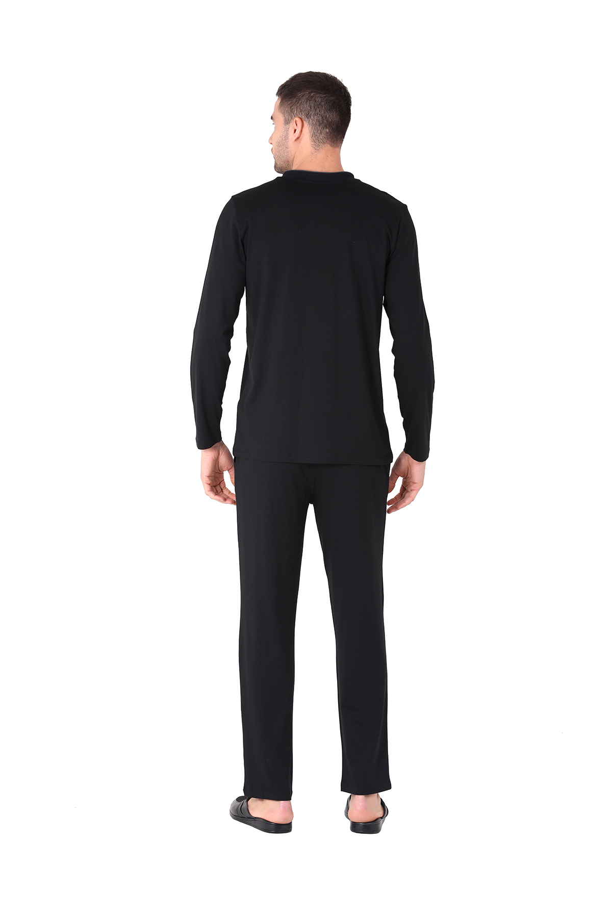 D'S damat Pijama Tk.Yarım Patlı Uzunkol SİYAH görsel 2