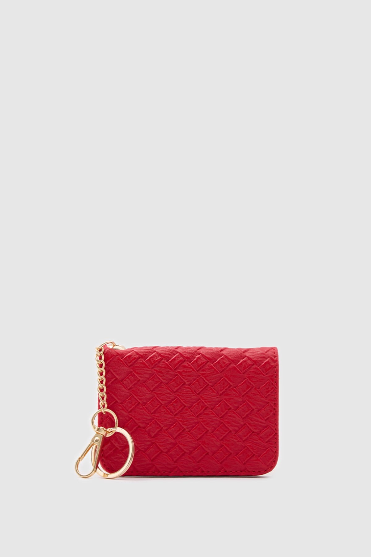 Shulebags Wowen Örgü Deri Charm Kartlık Kırmızı görsel 2