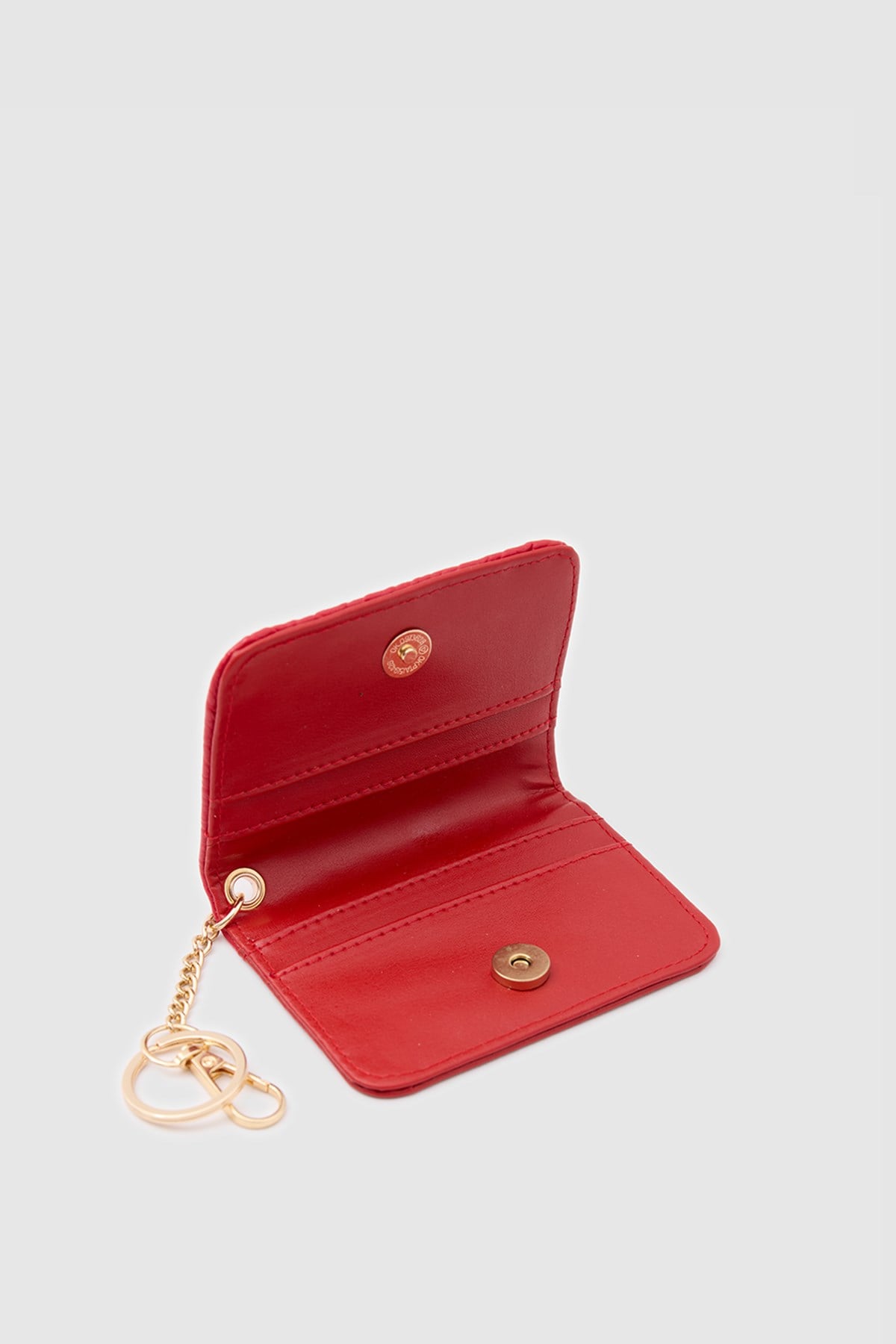 Shulebags Wowen Örgü Deri Charm Kartlık Kırmızı görsel 4