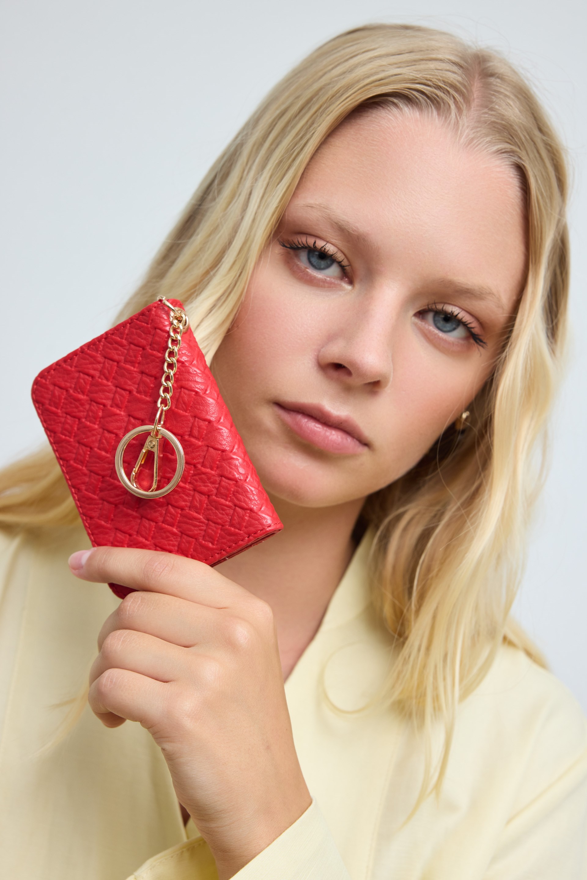 Shulebags Wowen Örgü Deri Charm Kartlık Kırmızı