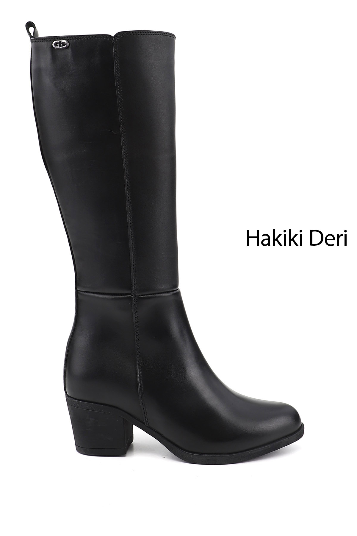 GÖNDERİ(R) Kadın SİYAH Fermuarlı Kalın Topuklu Hakiki Deri Çizme