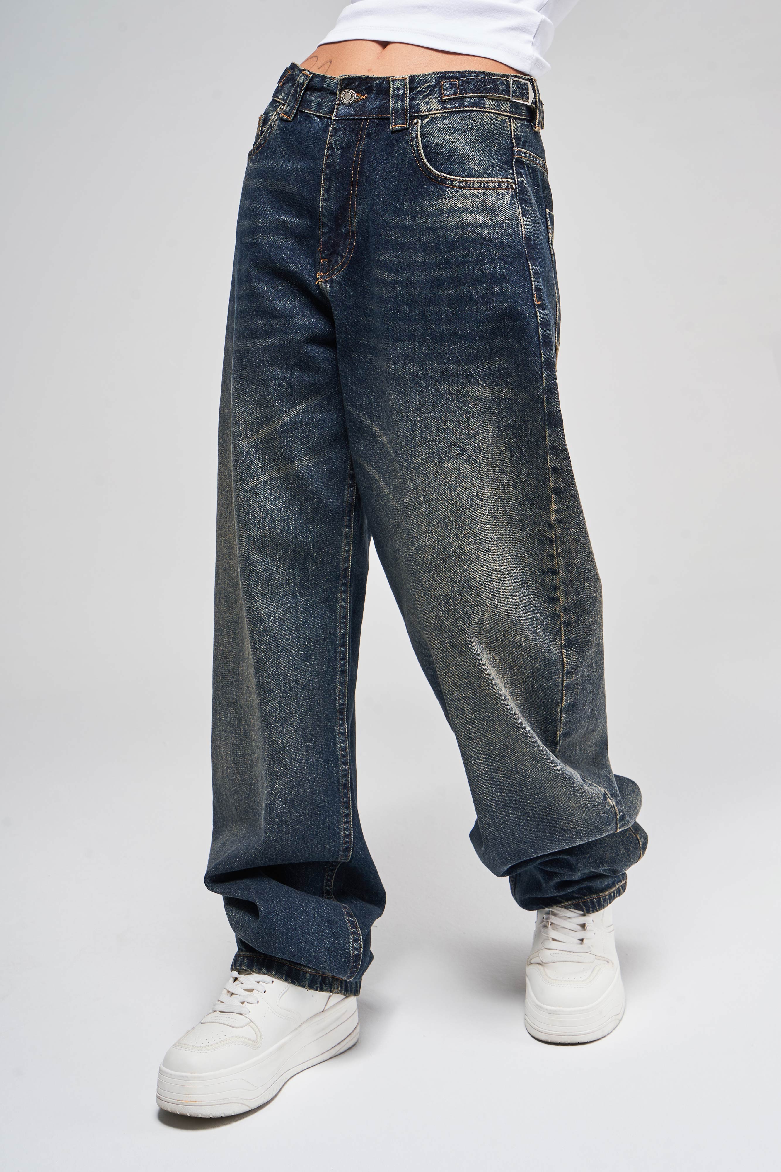 It's Basic Baggy Fit Kemer Detaylı Denim Jean görsel 3