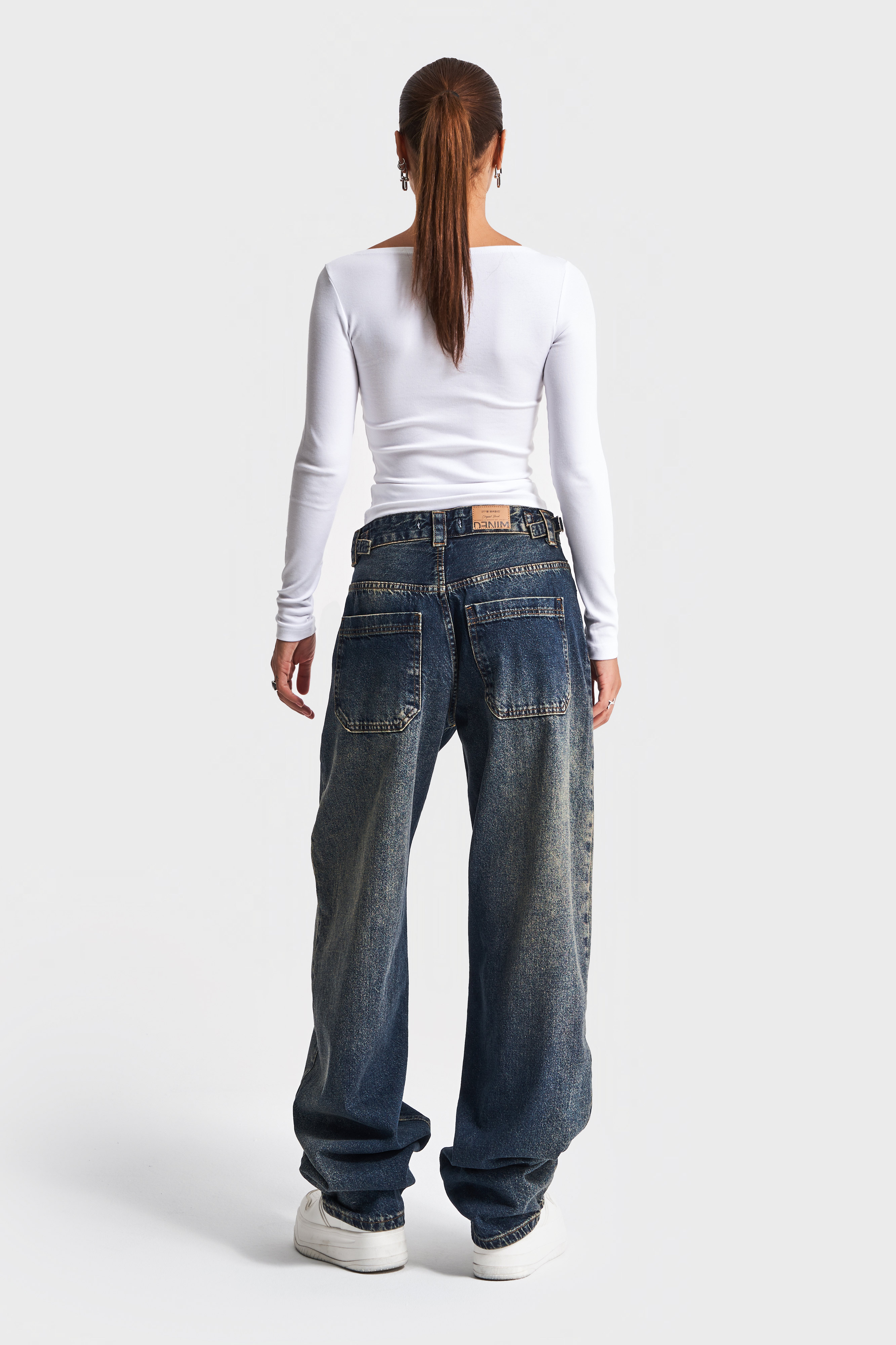 It's Basic Baggy Fit Kemer Detaylı Denim Jean görsel 5