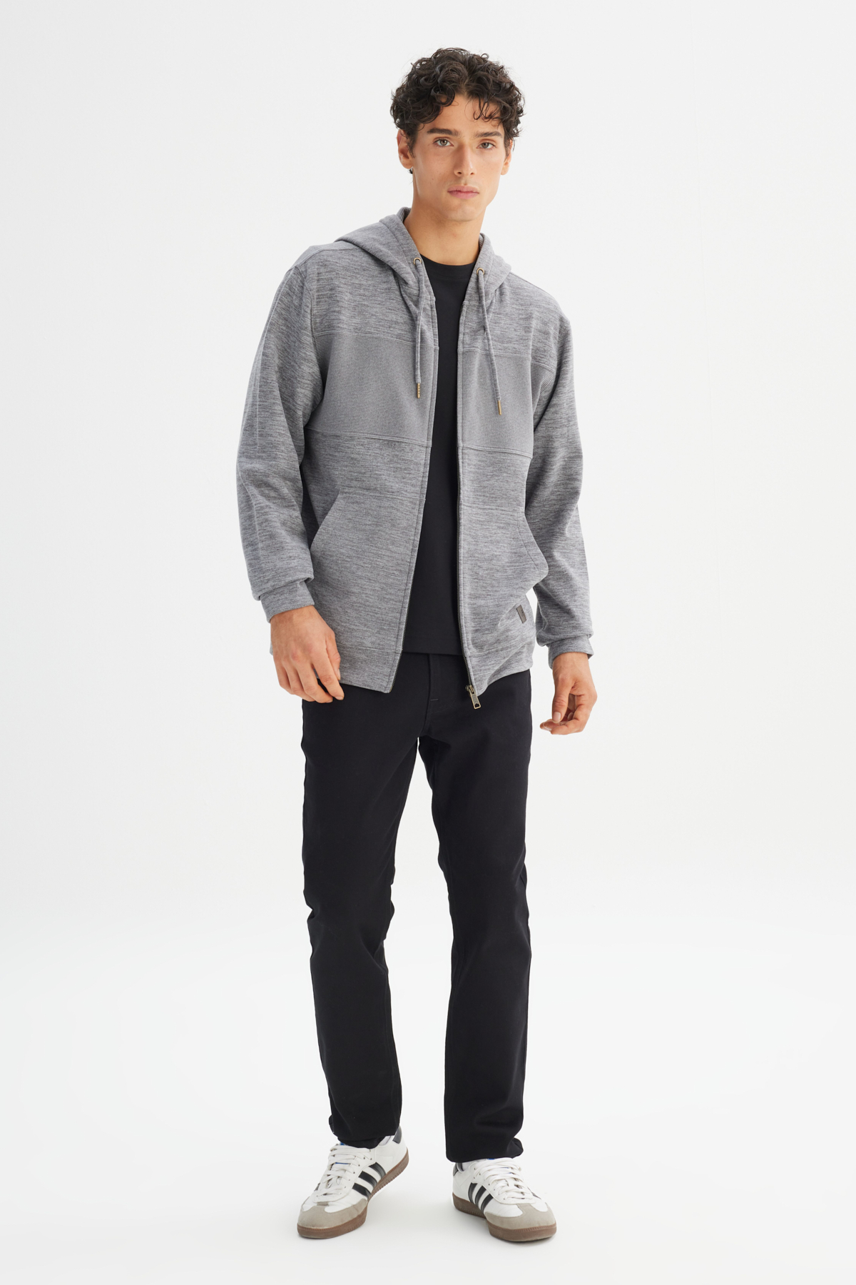 Lee Regular Fit Kapüşonlu Cepli İçi Polarlı Erkek Fermuarlı Sweatshirt Hırka görsel 2