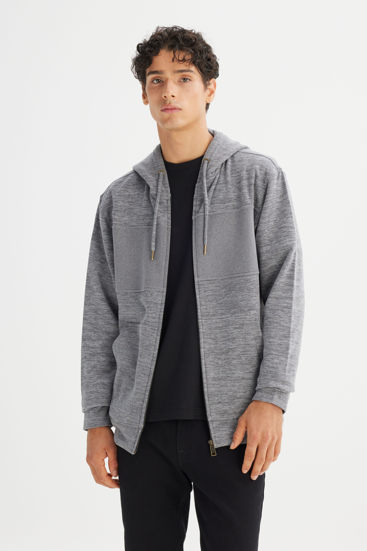 Lee Regular Fit Kapüşonlu Cepli İçi Polarlı Erkek Fermuarlı Sweatshirt Hırka görsel 3
