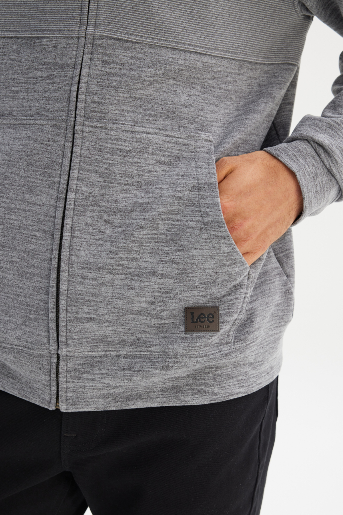 Lee Regular Fit Kapüşonlu Cepli İçi Polarlı Erkek Fermuarlı Sweatshirt Hırka görsel 5