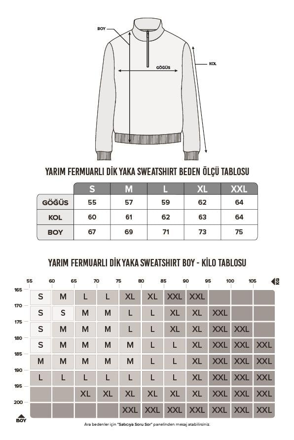 TUDORS Unisex Relax Fit Rahat Kesim Pamuklu İçi Polarlı Yarım Fermuarlı Lacivert Dik Yaka Sweatshirt görsel 8