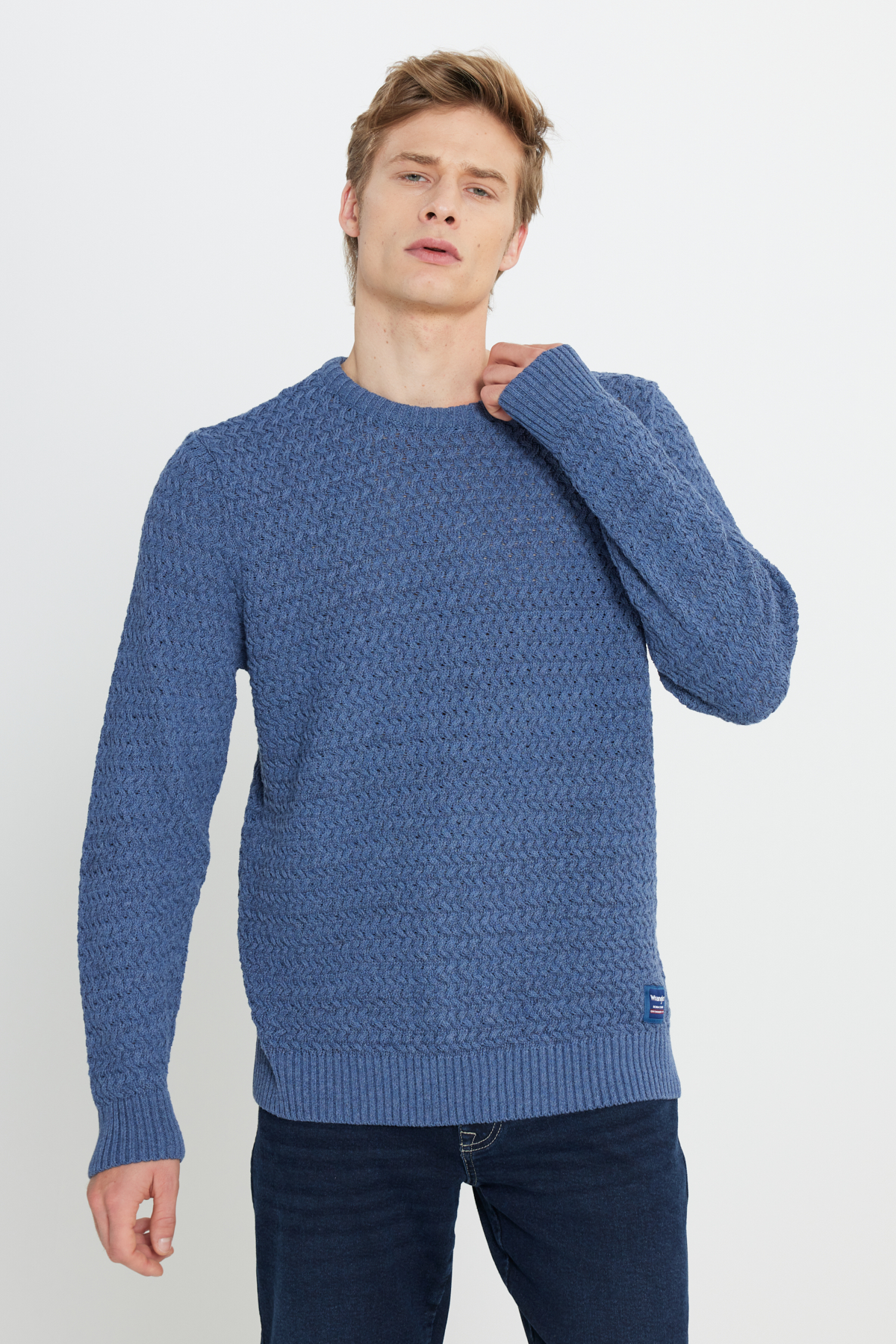 Wrangler Regular Fit Bisiklet Yaka Lacivert Triko
