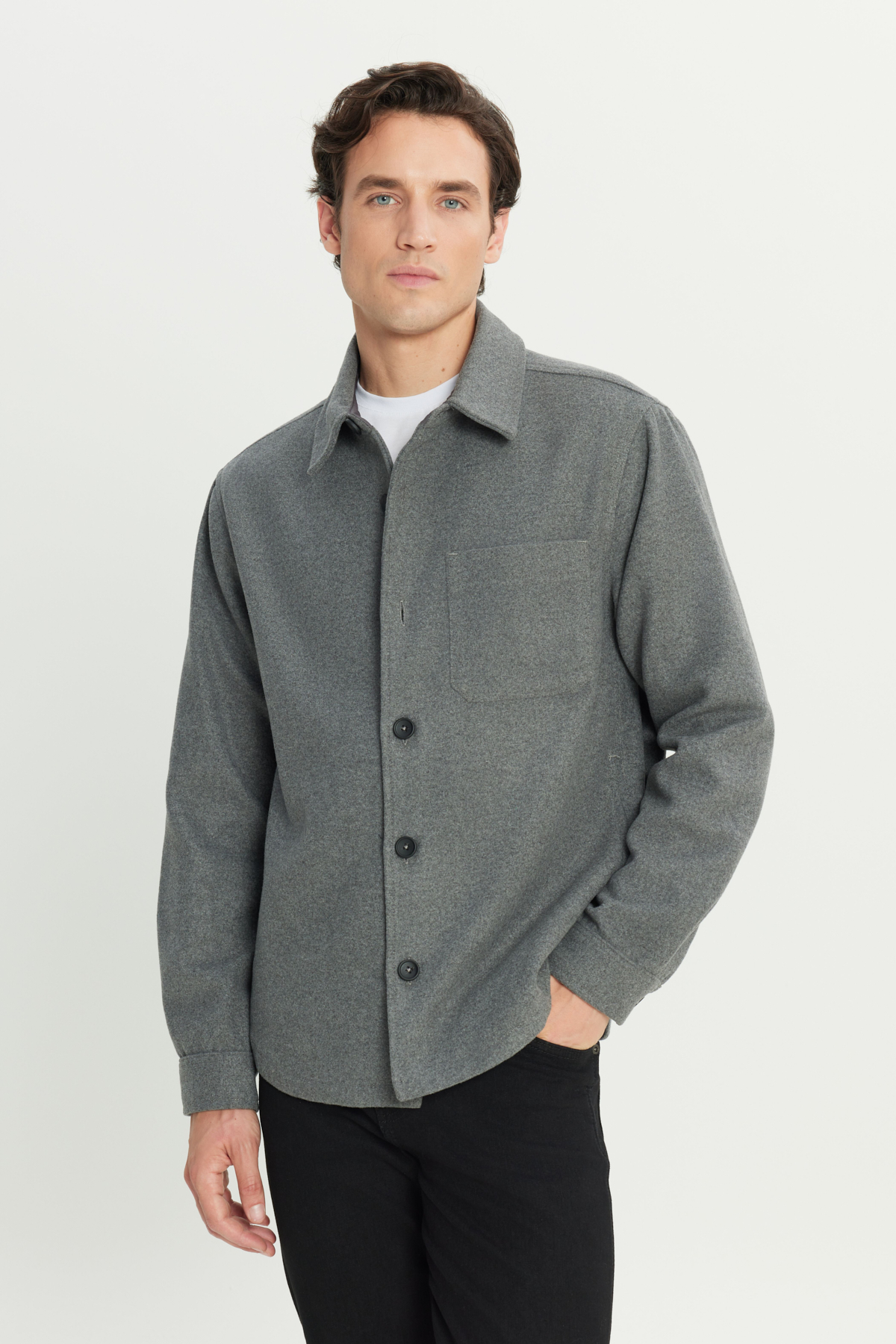 Wrangler Loose Fit Antrasit Melanj Gömlek Ceket