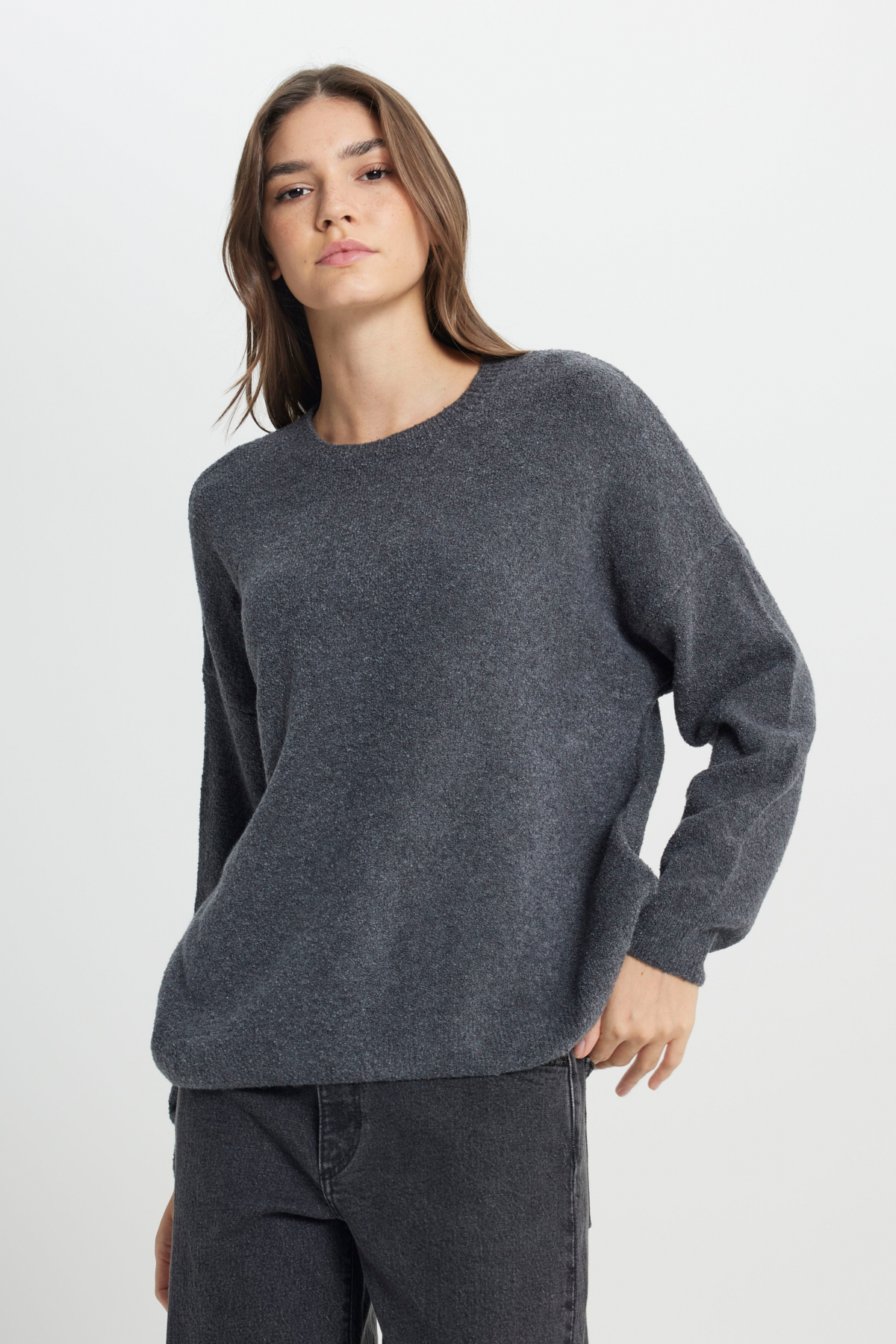 Wrangler Regular Fit Normal Kesim Antrasit Triko Hırka