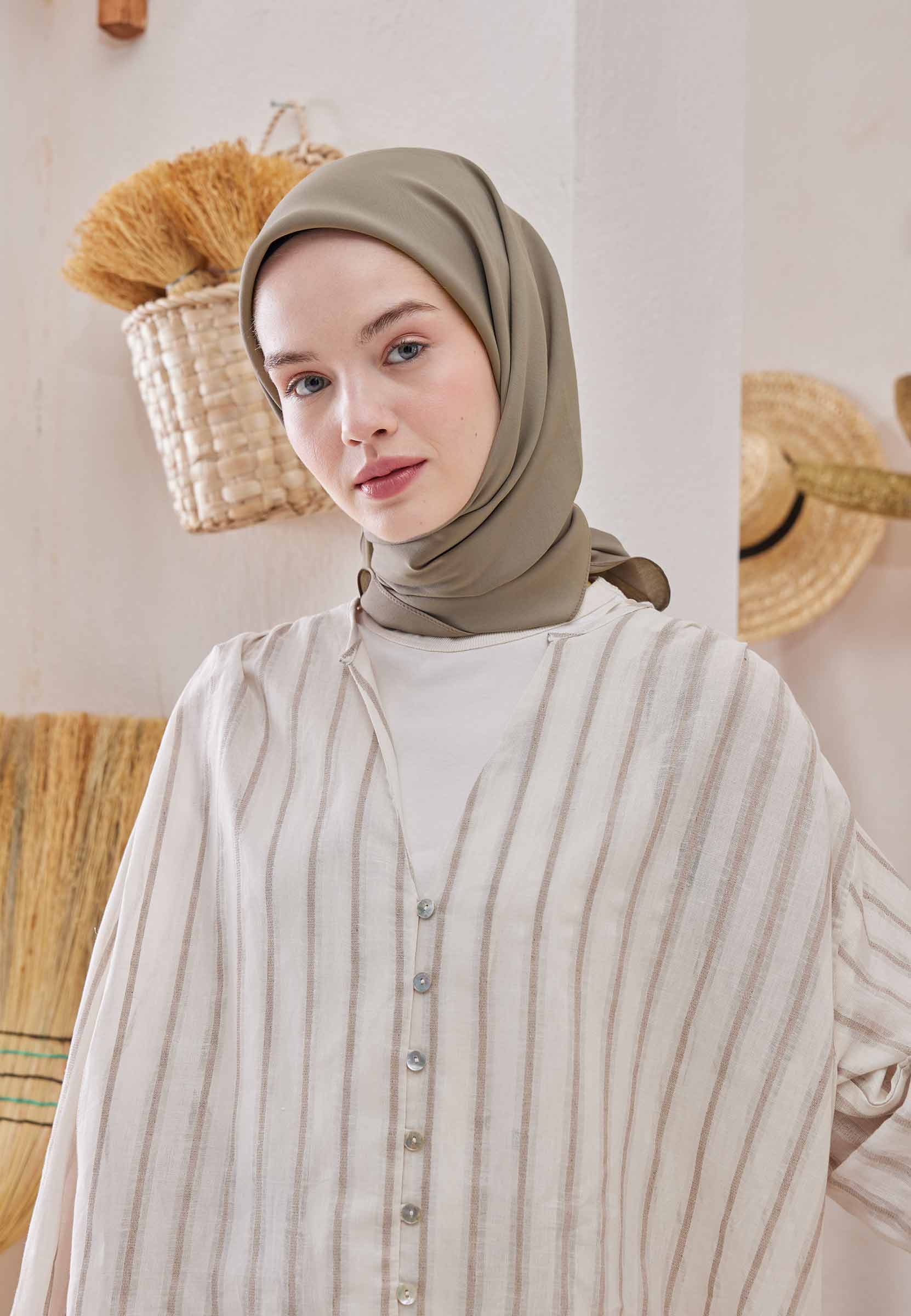 Fresh Scarfs Pamuk İpek Eşarp Naturel Bej