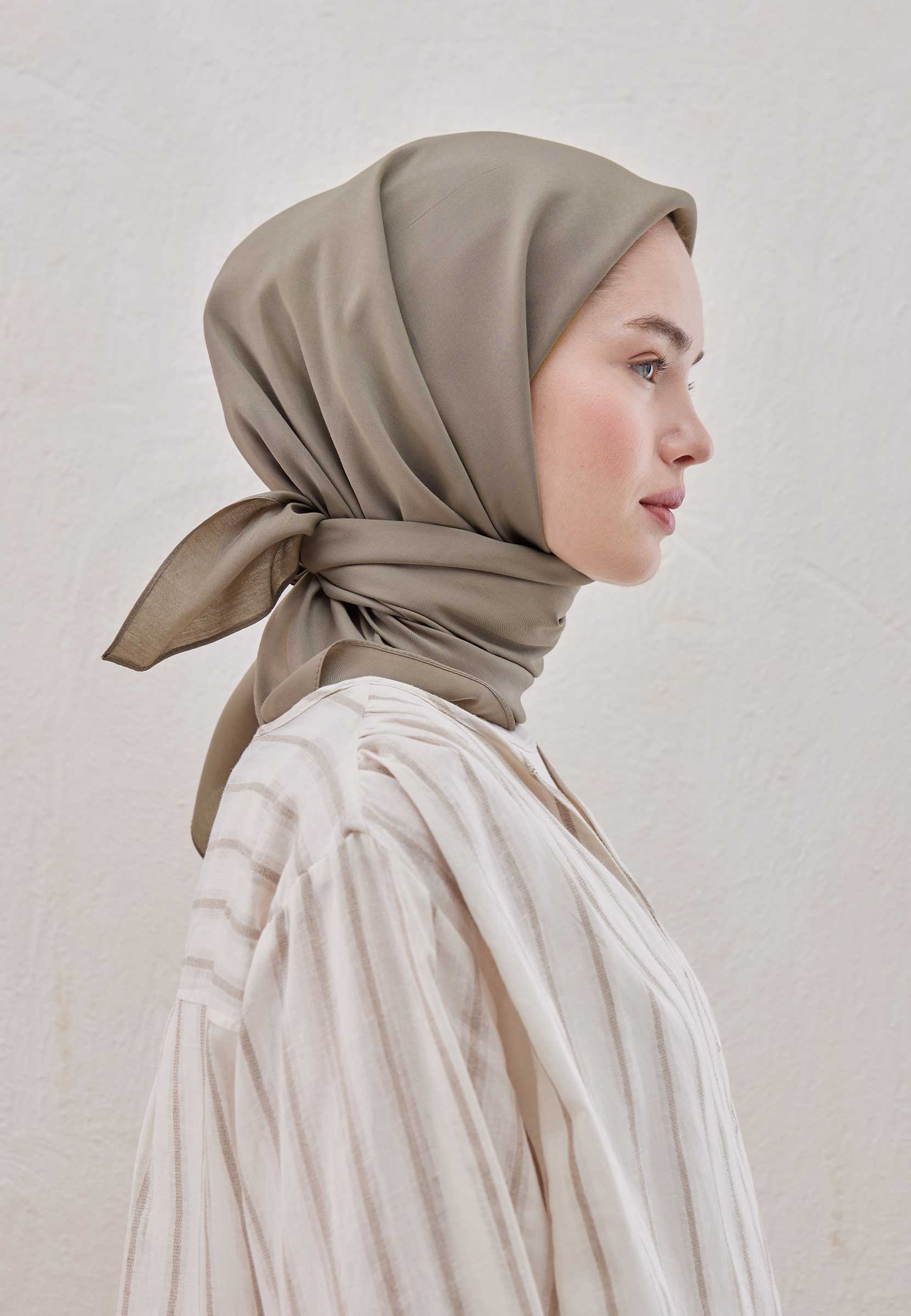 Fresh Scarfs Pamuk İpek Eşarp Naturel Bej görsel 4