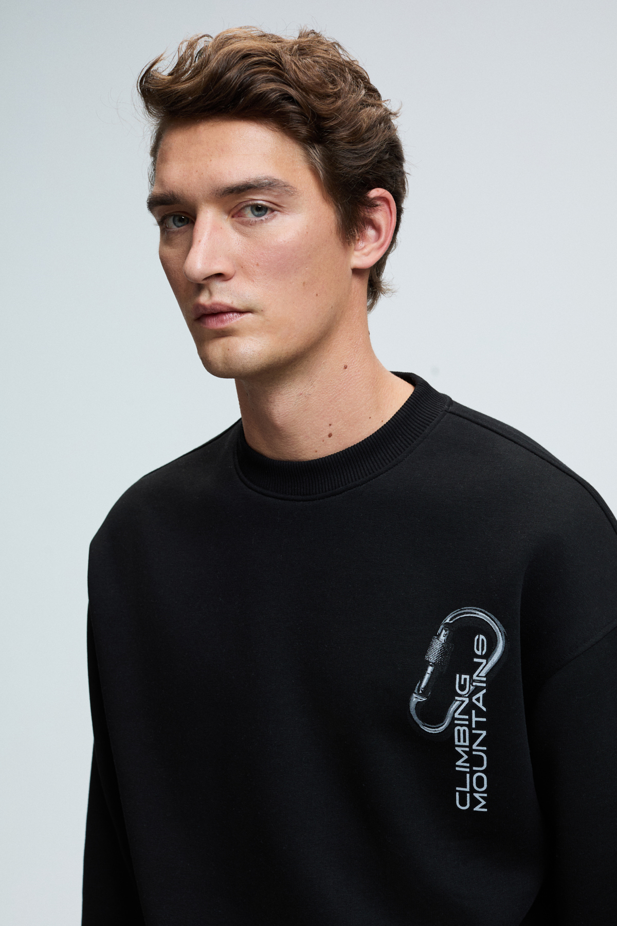 GRIMELANGE Erkek Yuvarlak Yaka Göğsü Ve Sırtı Baskılı Relaxed Fit SİYAH Sweatshirt görsel 5