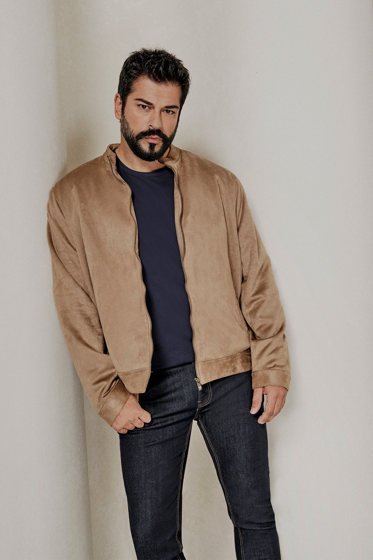 AC&Co / Altınyıldız Classics Erkek Bej Standart Fit Normal Kesim Dik Yaka Yağlı Görünümlü Mont