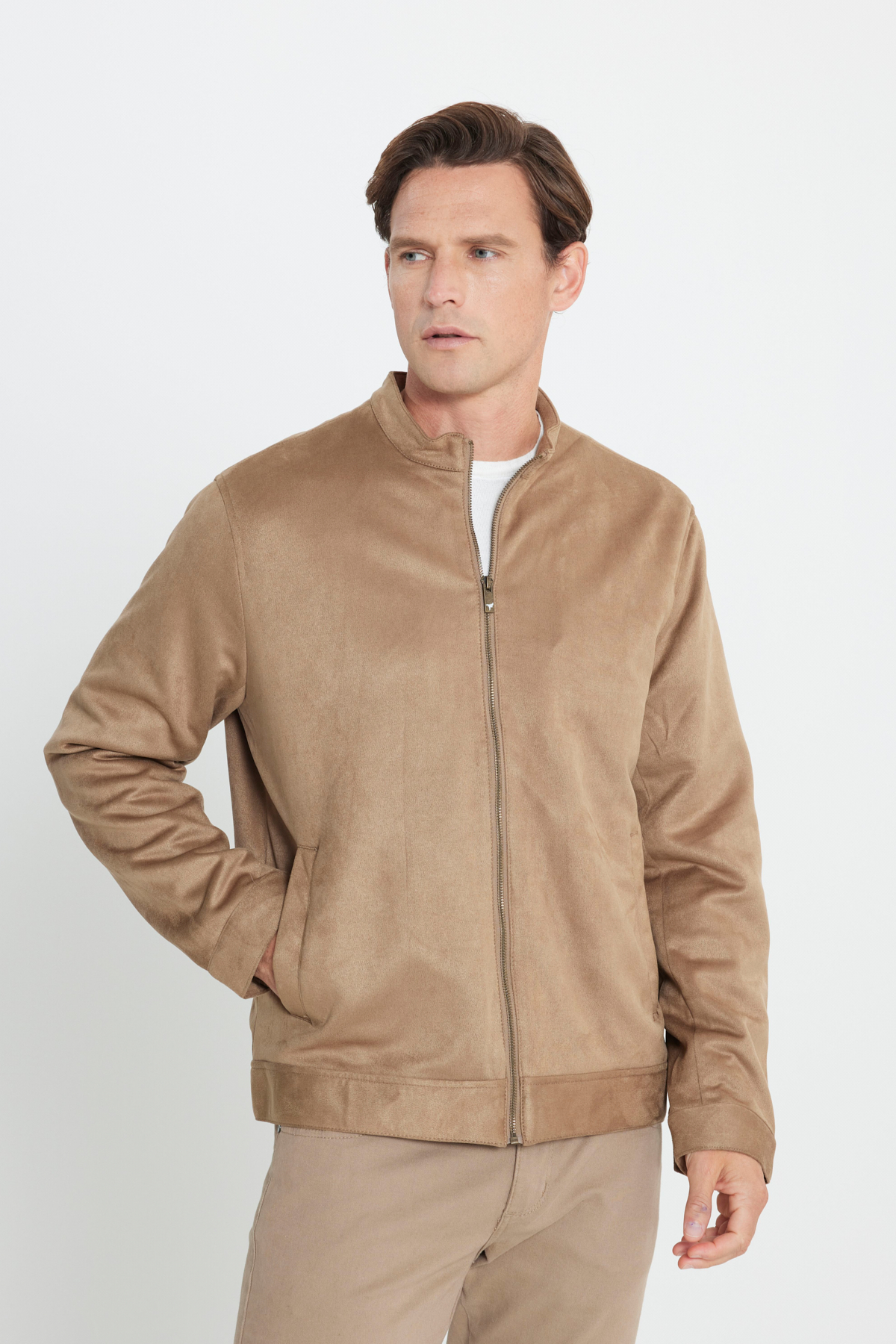 AC&Co / Altınyıldız Classics Erkek Bej Standart Fit Normal Kesim Dik Yaka Yağlı Görünümlü Mont görsel 7