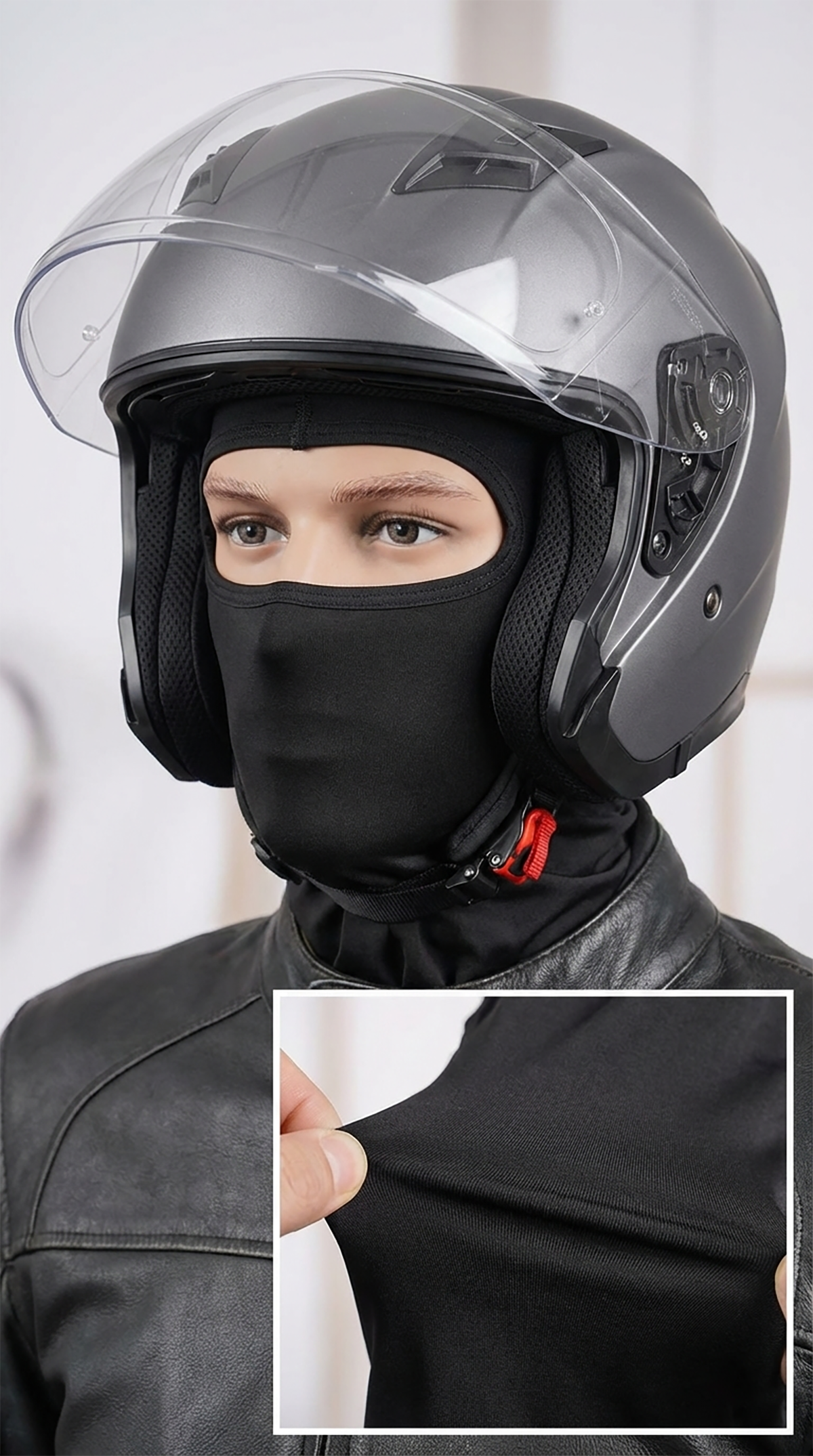 THERMOFORM AeroRide Mikrofiber Kask İçi Balaklava Antimikrobiyal Kar Maskesi SİYAH görsel 2