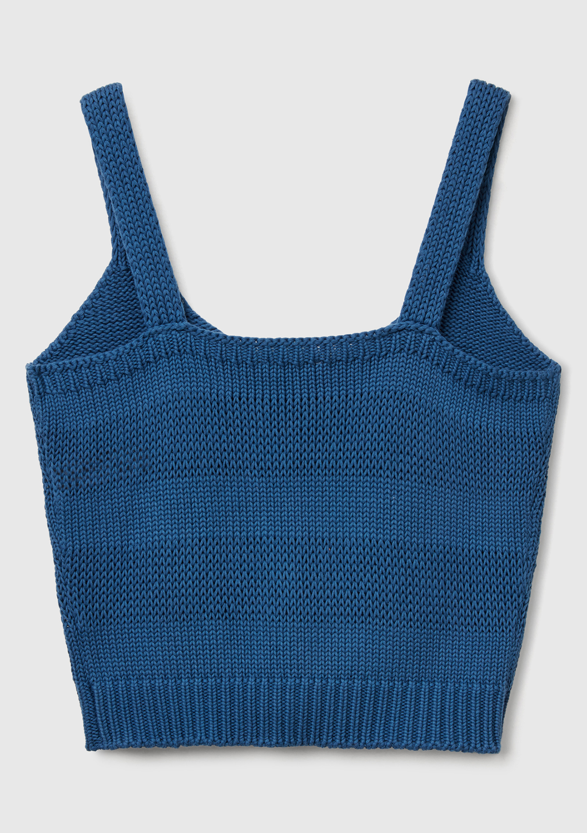 United Colors Of Benetton Kadın Denim %100 Pamuk Şerit Efektli Örme Relax Fit V Yaka Triko Atlet görsel 2