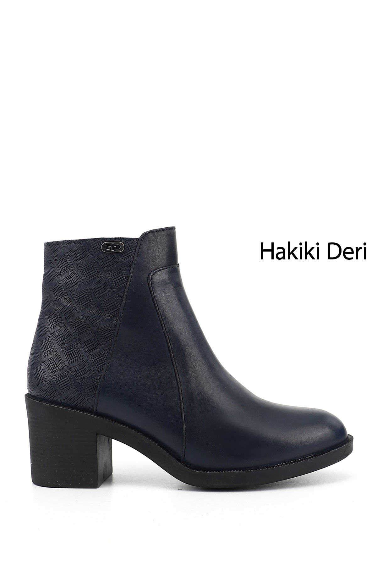 GÖNDERİ(R) Kadın AÇIK LACİVERT Fermuarlı Kalın Topuklu Hakiki Deri Bot