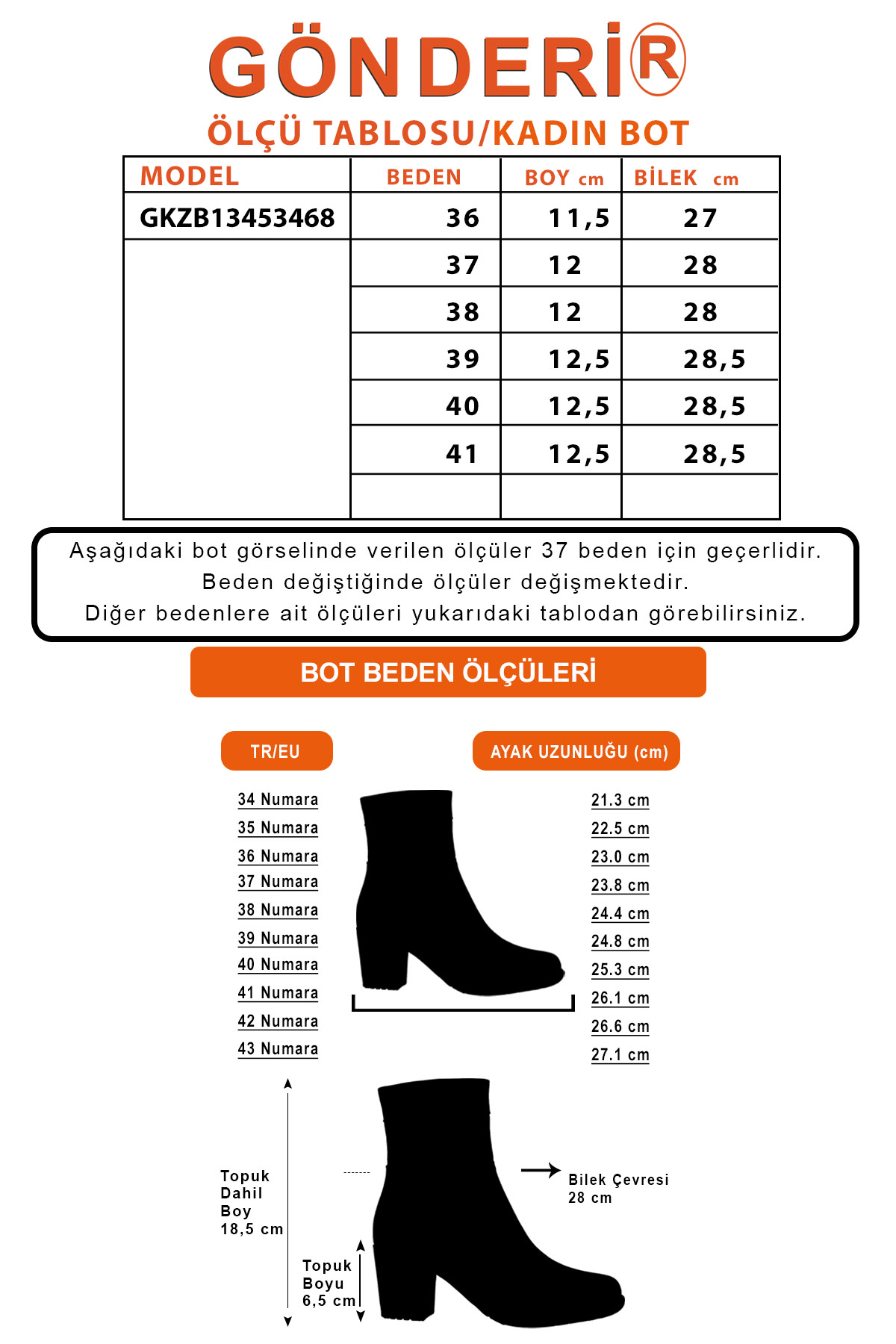 GÖNDERİ(R) Kadın AÇIK LACİVERT Fermuarlı Kalın Topuklu Hakiki Deri Bot görsel 7