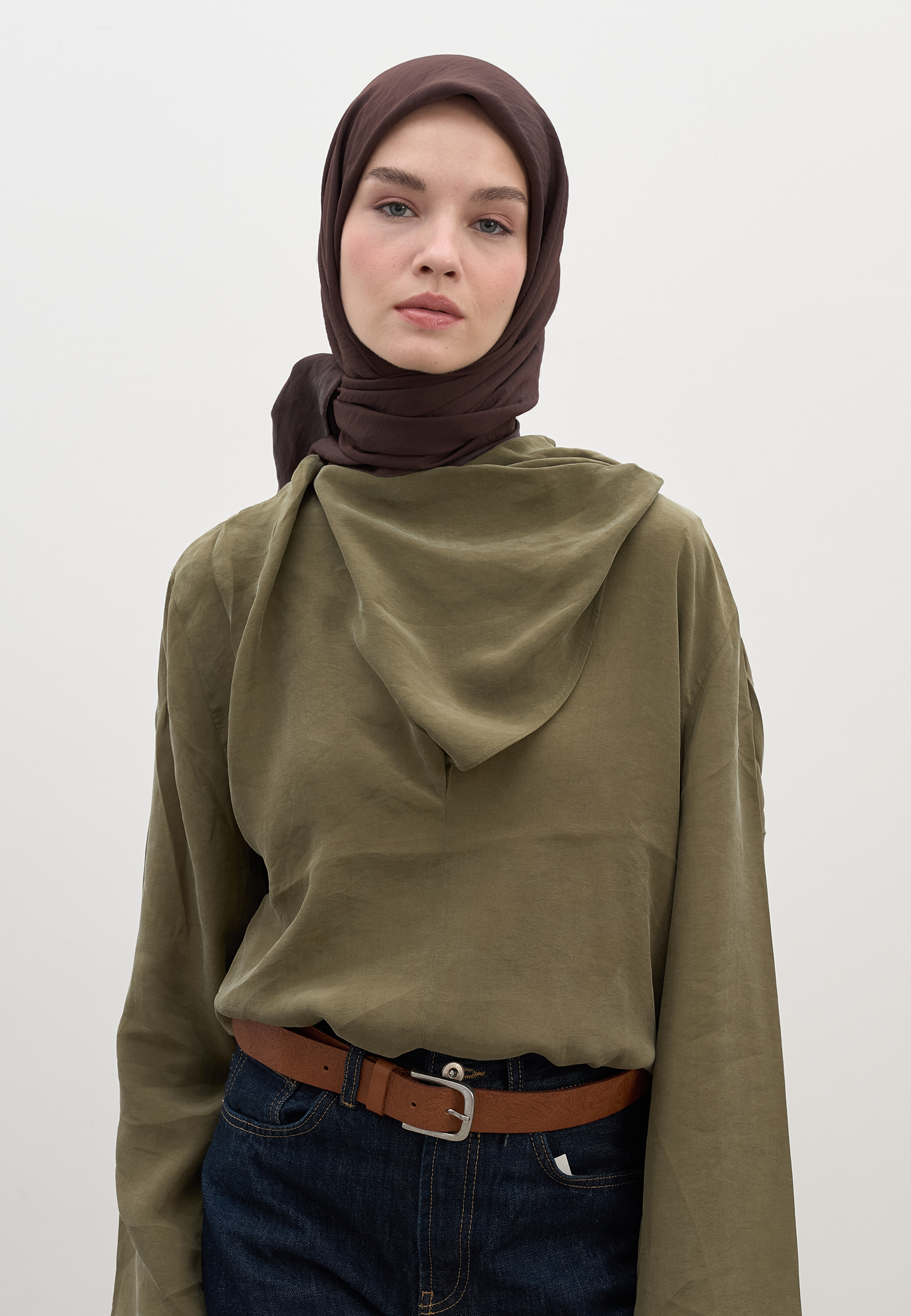 Fresh Scarfs Pamuk Viskon Eşarp Acı Kahve görsel 4